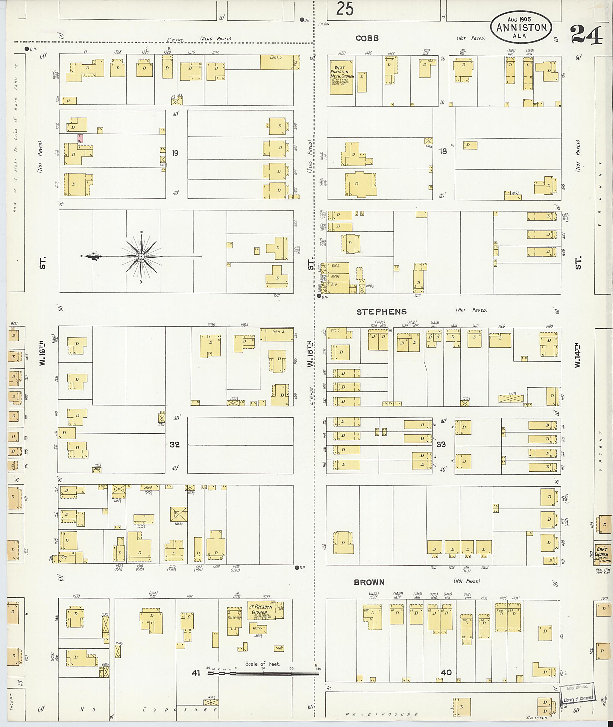 This old map of Anniston, Calhoun County, Alabama was created by Sanborn Map Company in 1905