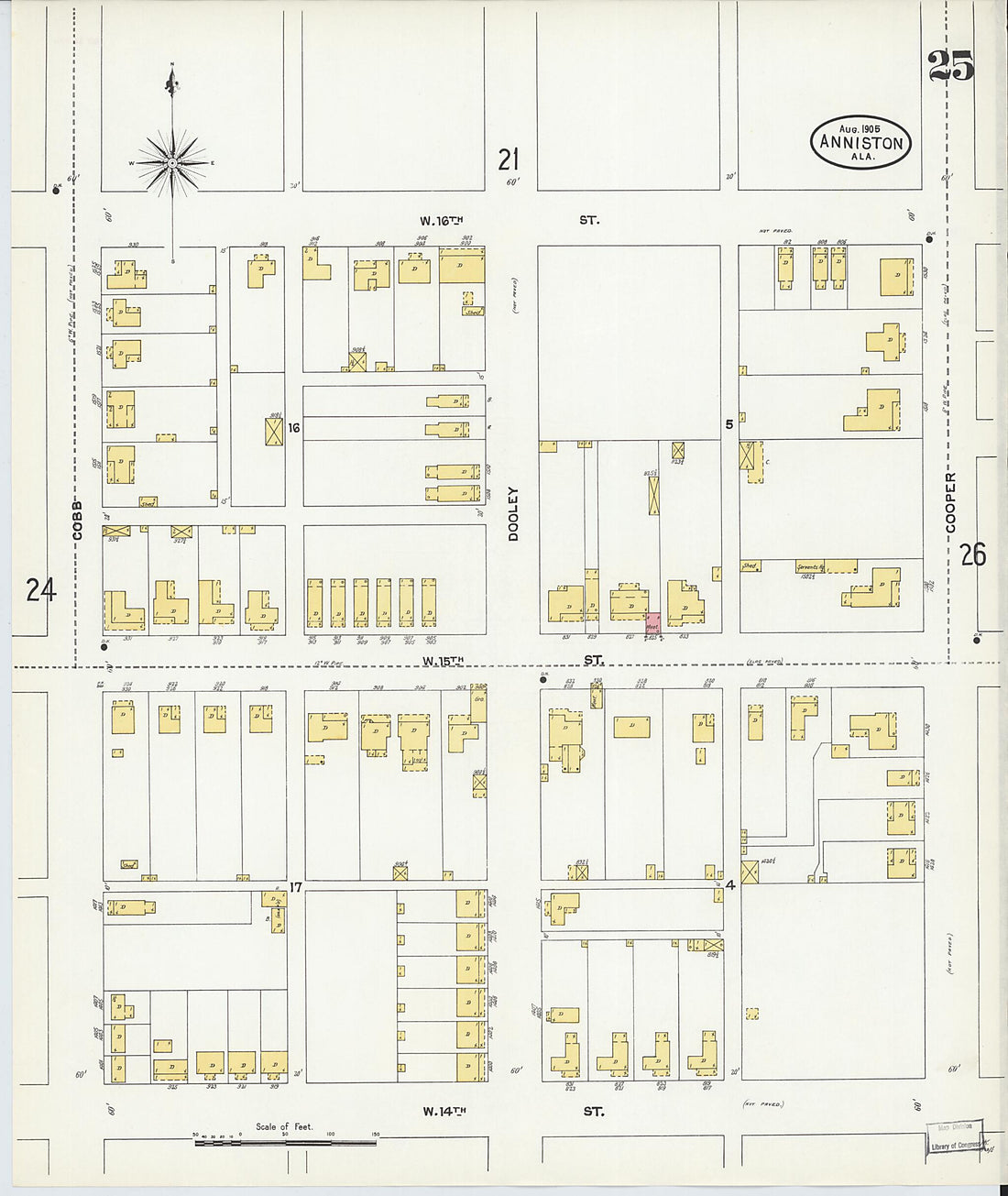 This old map of Anniston, Calhoun County, Alabama was created by Sanborn Map Company in 1905