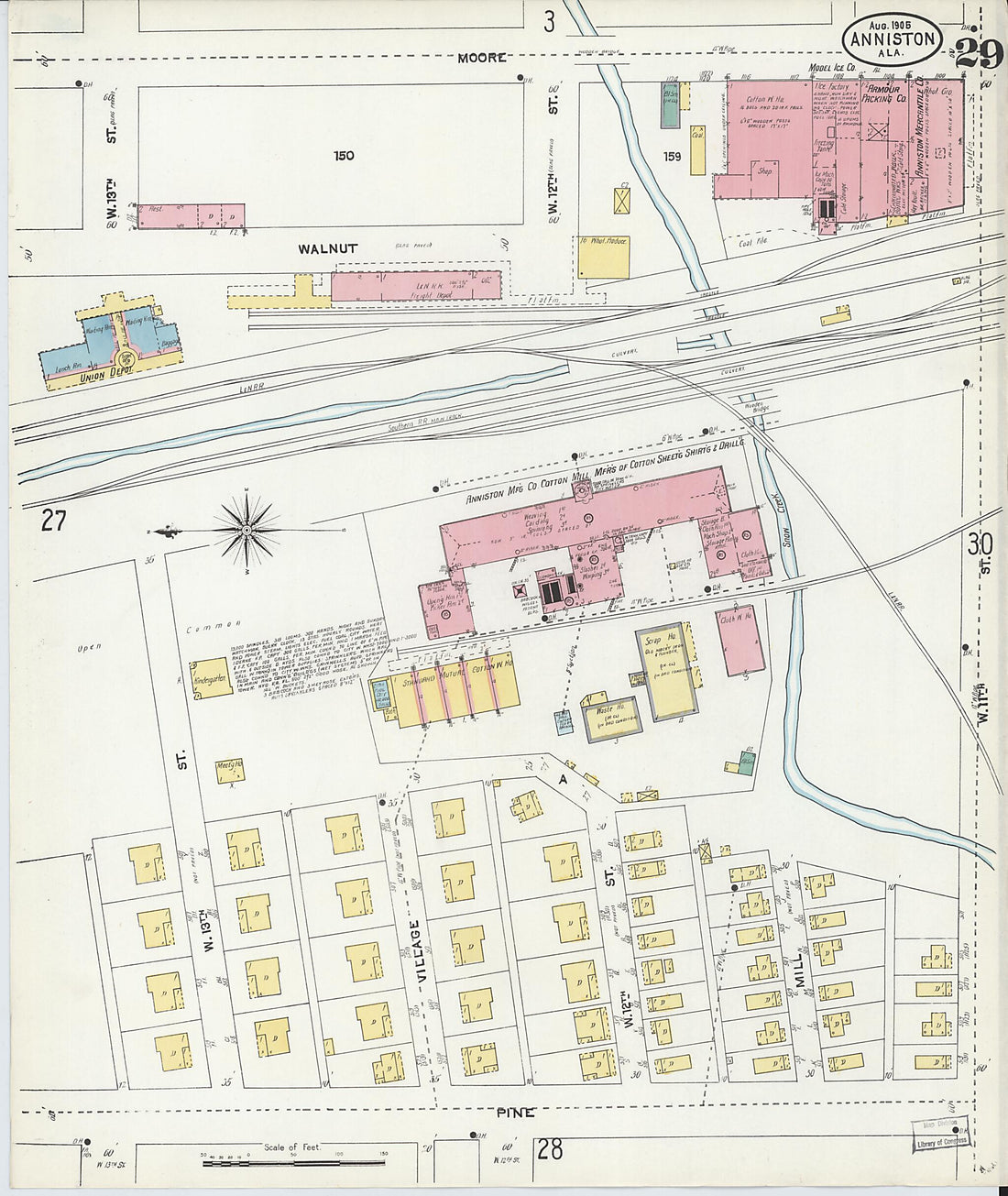 This old map of Anniston, Calhoun County, Alabama was created by Sanborn Map Company in 1905