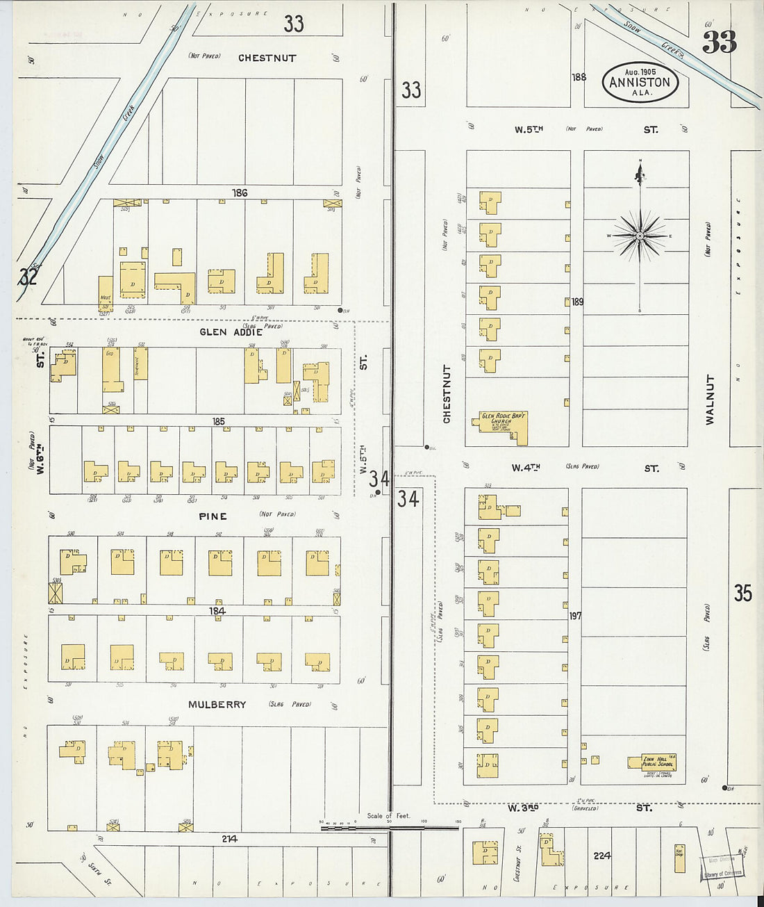 This old map of Anniston, Calhoun County, Alabama was created by Sanborn Map Company in 1905