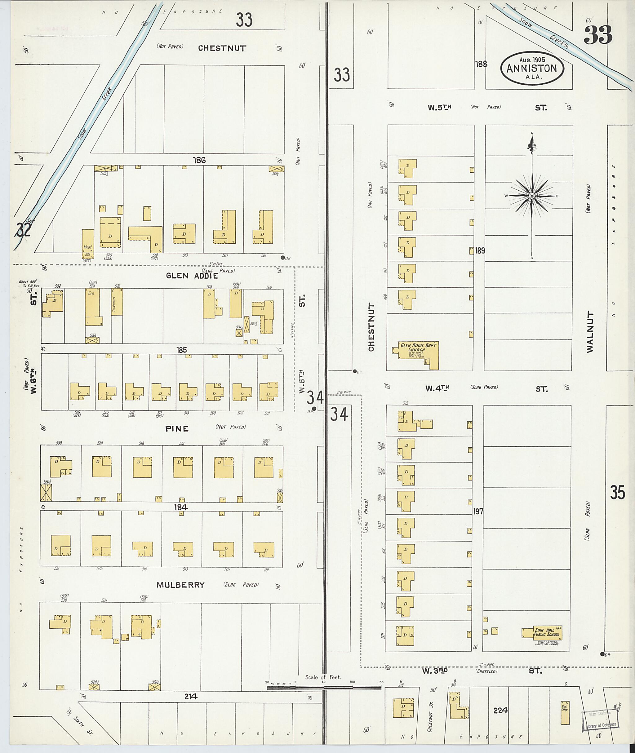 This old map of Anniston, Calhoun County, Alabama was created by Sanborn Map Company in 1905