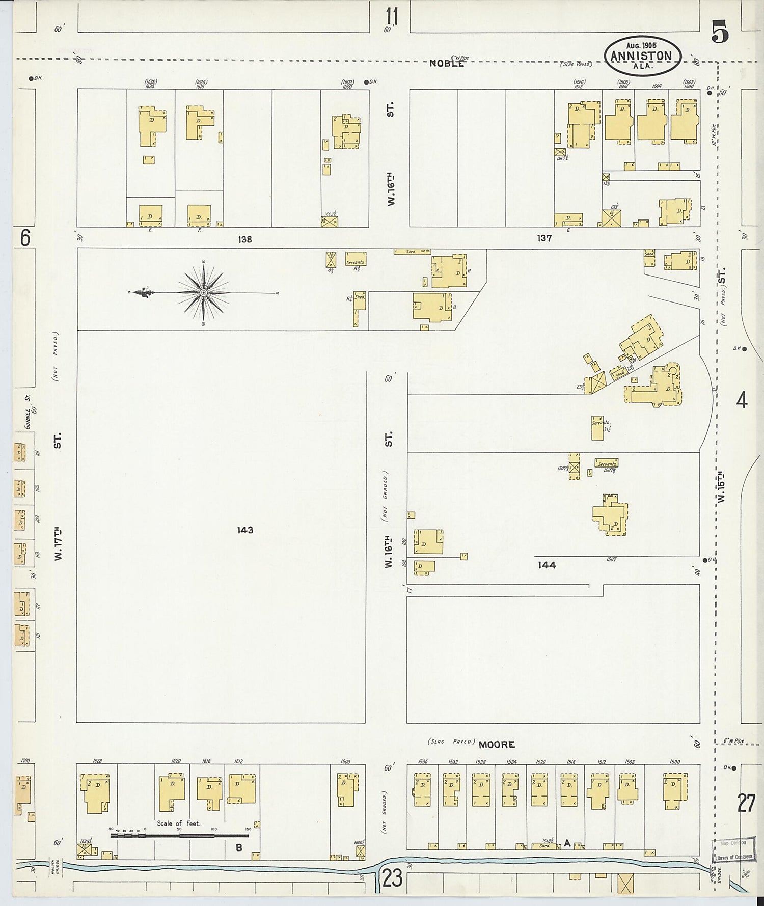 This old map of Anniston, Calhoun County, Alabama was created by Sanborn Map Company in 1905