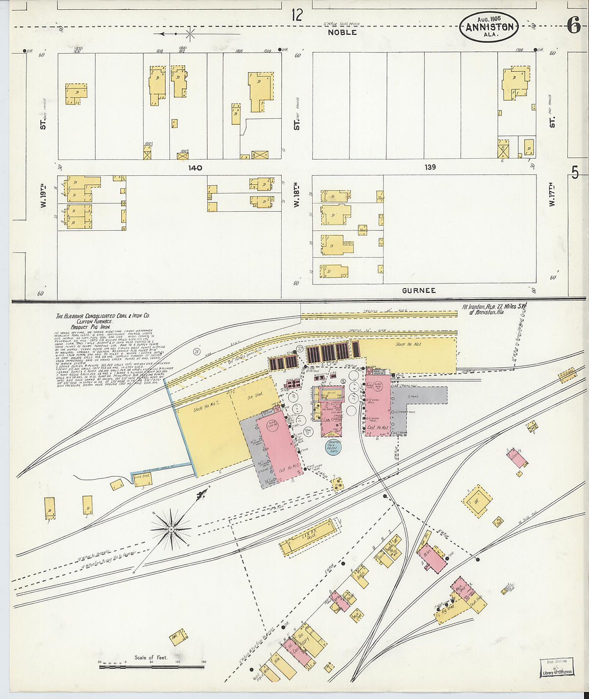 Anniston, Calhoun County, Alabama 1905 (Sheet 6 of 35) by Relic Map Company