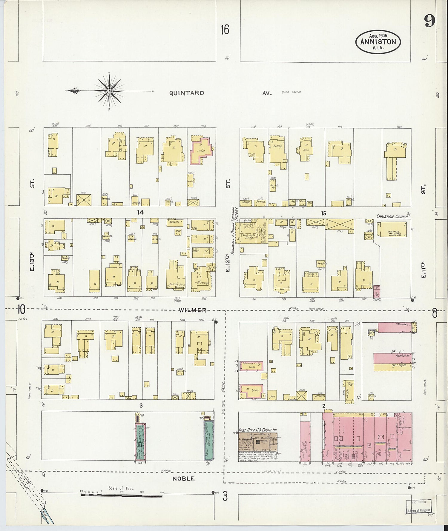 This old map of Anniston, Calhoun County, Alabama was created by Sanborn Map Company in 1905