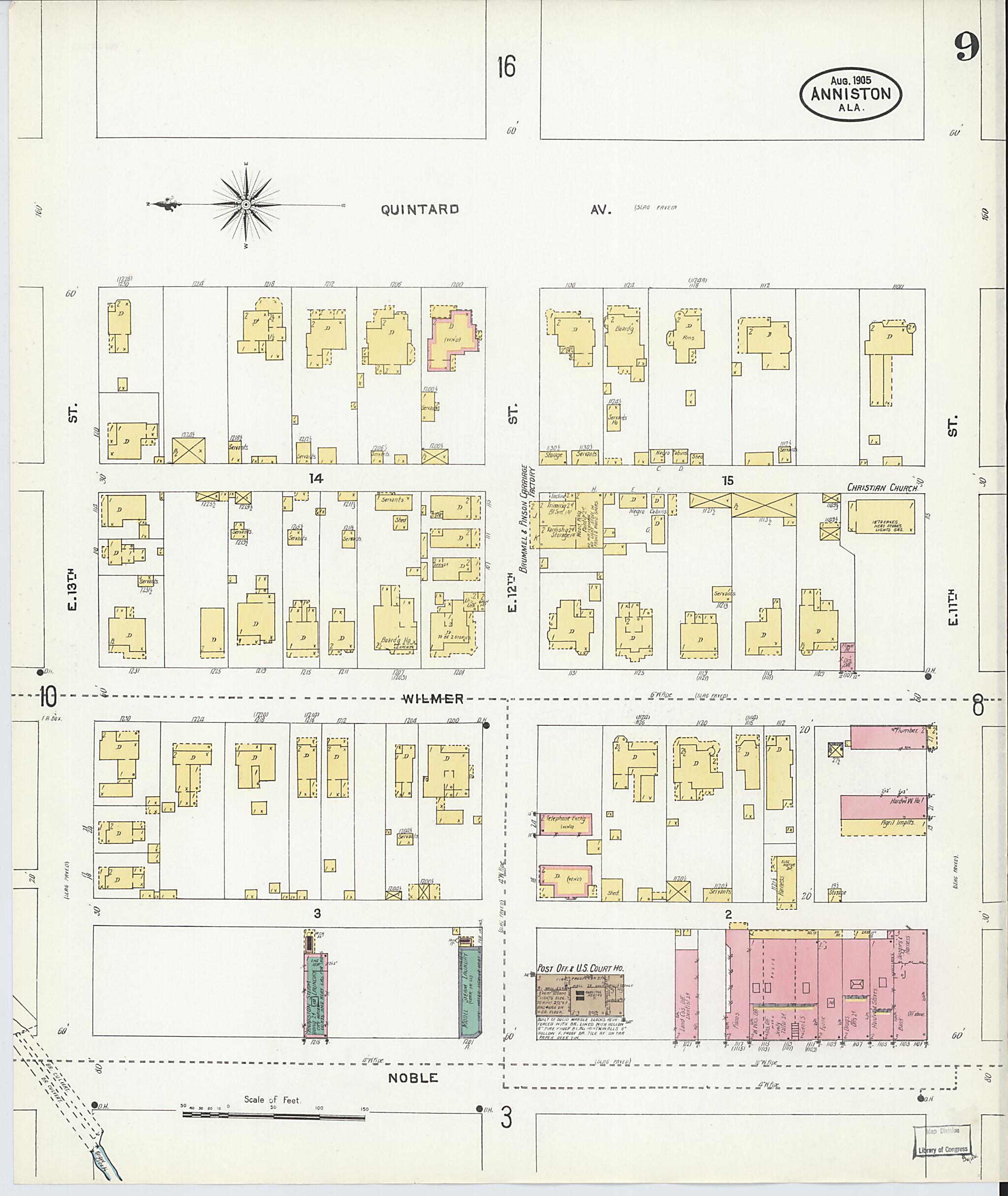 This old map of Anniston, Calhoun County, Alabama was created by Sanborn Map Company in 1905