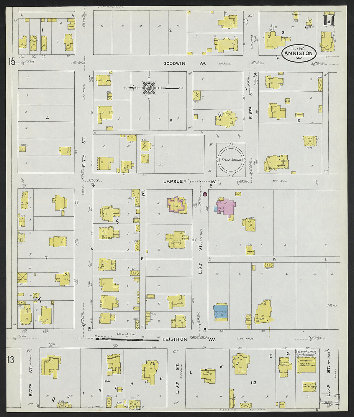 Anniston, Calhoun County, Alabama 1910 (Sheet 14 of 39) by Relic Map Company