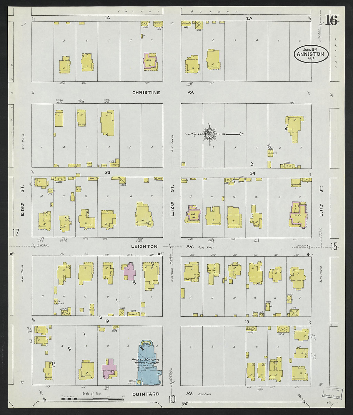 Anniston, Calhoun County, Alabama 1910 (Sheet 16 of 39) by Relic Map Company