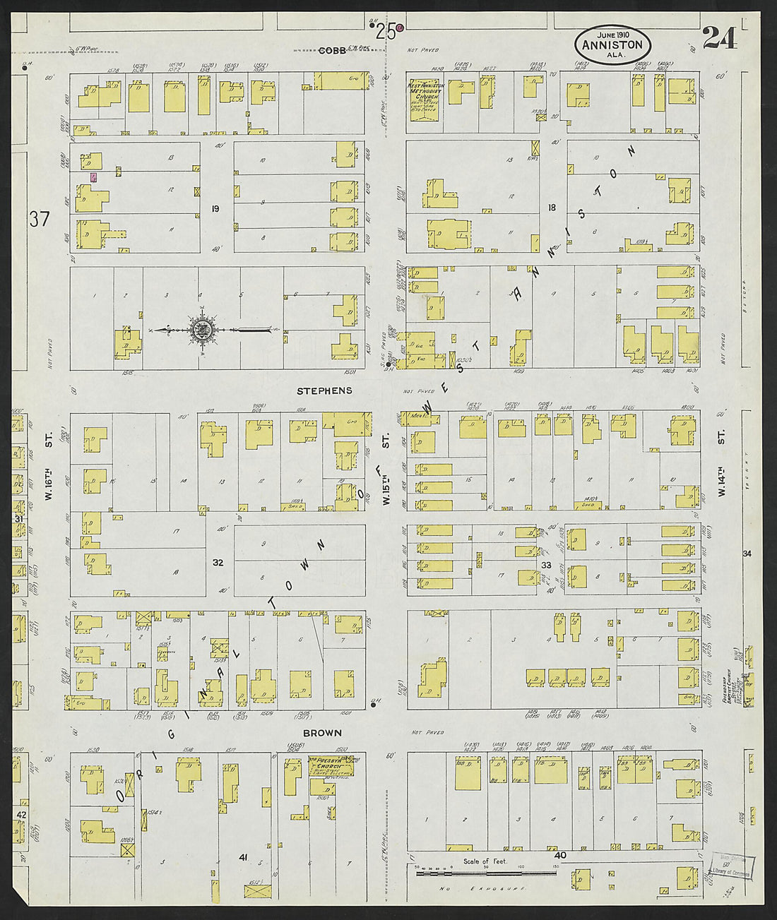 This old map of Anniston, Calhoun County, Alabama was created by Sanborn Map Company in 1910