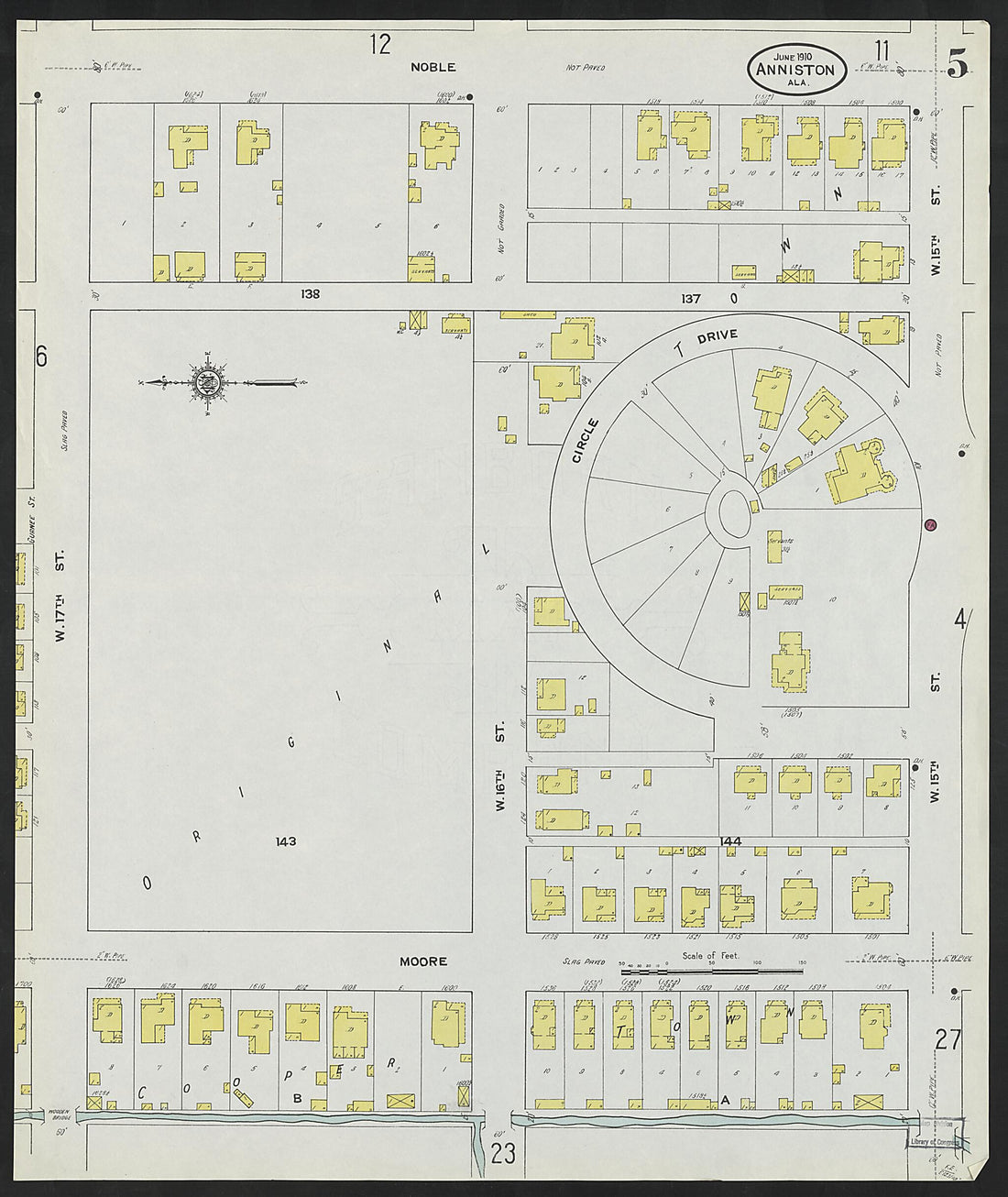 This old map of Anniston, Calhoun County, Alabama was created by Sanborn Map Company in 1910