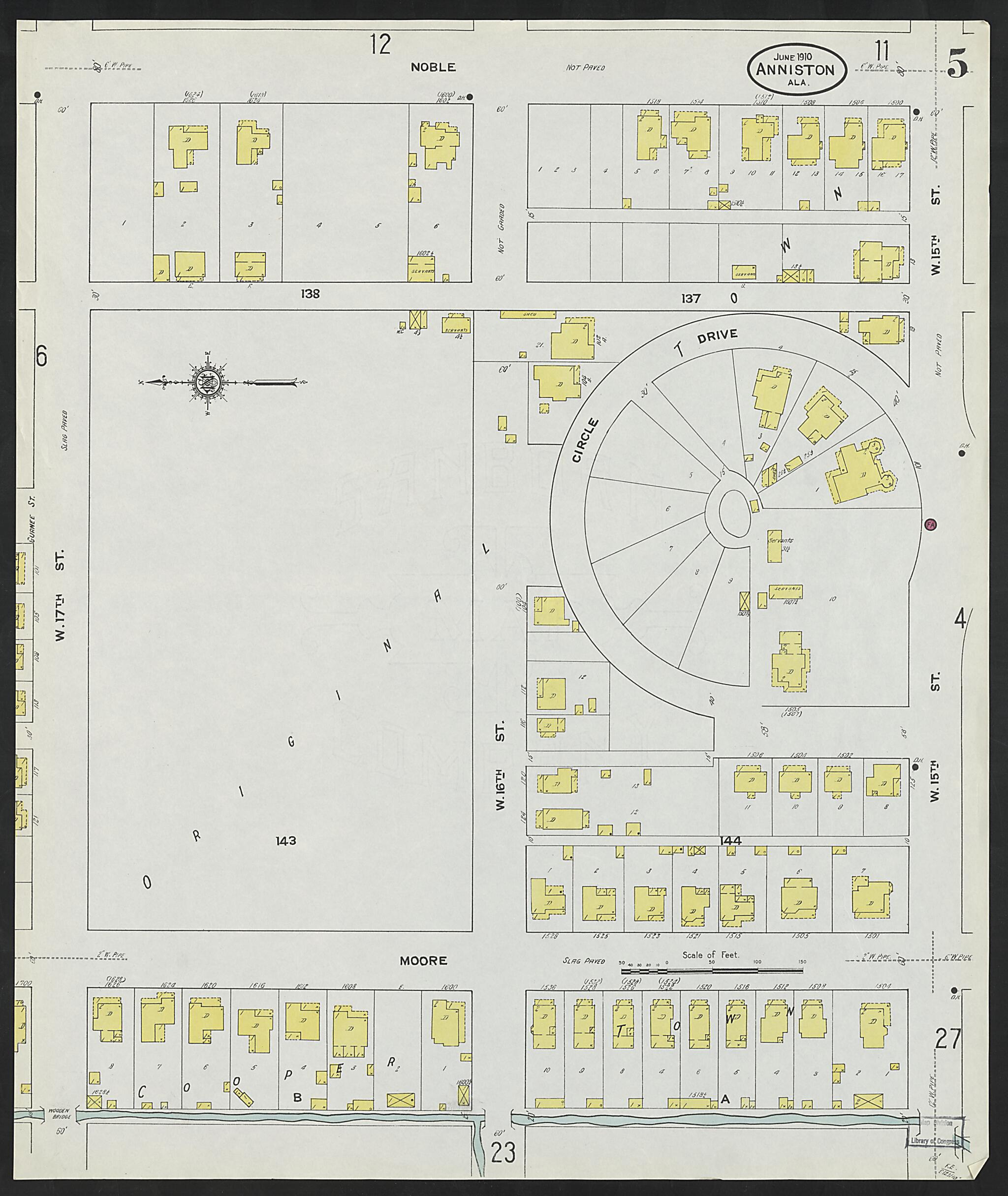 This old map of Anniston, Calhoun County, Alabama was created by Sanborn Map Company in 1910