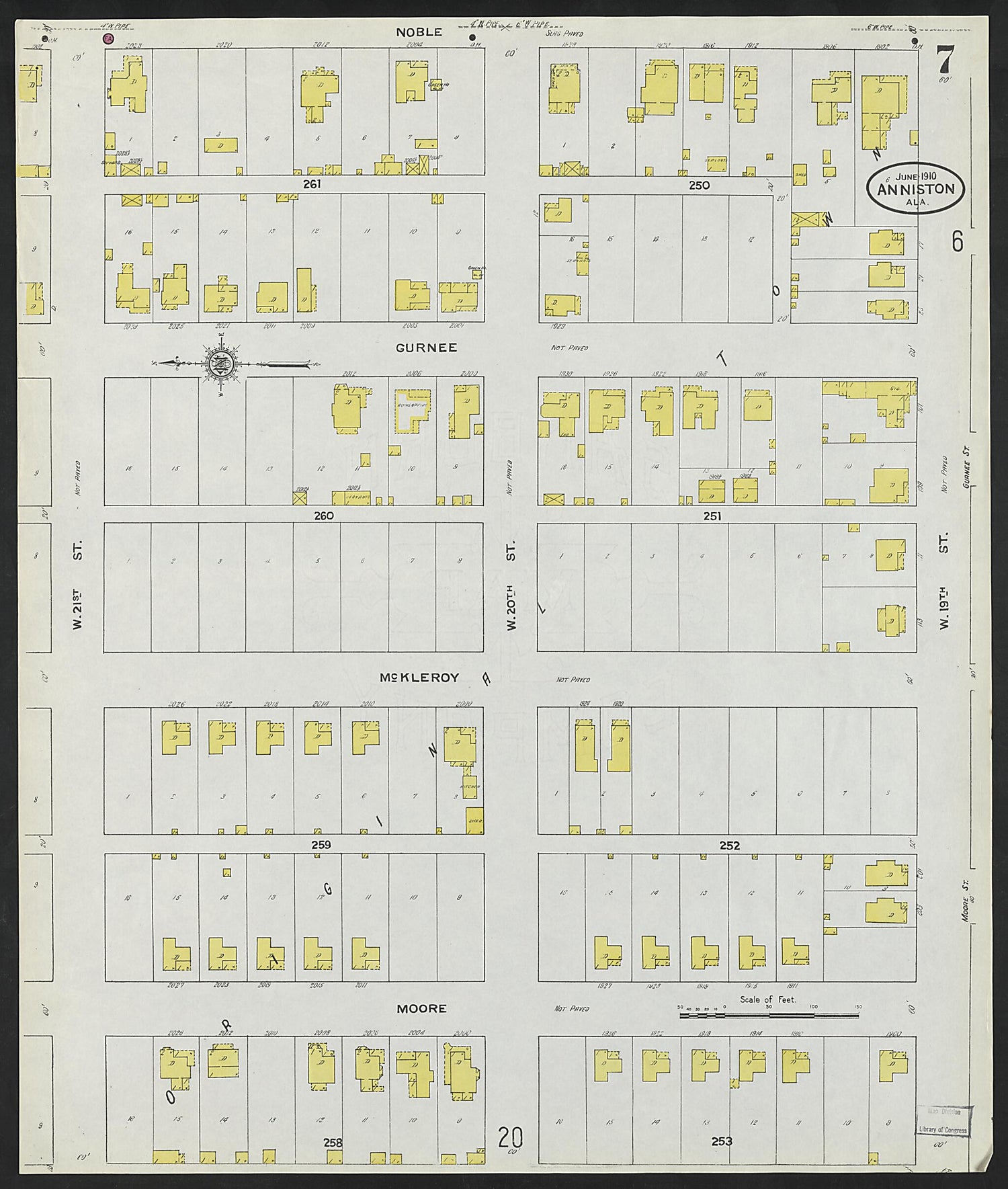 This old map of Anniston, Calhoun County, Alabama was created by Sanborn Map Company in 1910