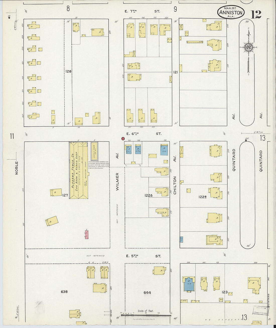 This old map of Anniston, Calhoun County, Alabama was created by Sanborn Map Company in 1917