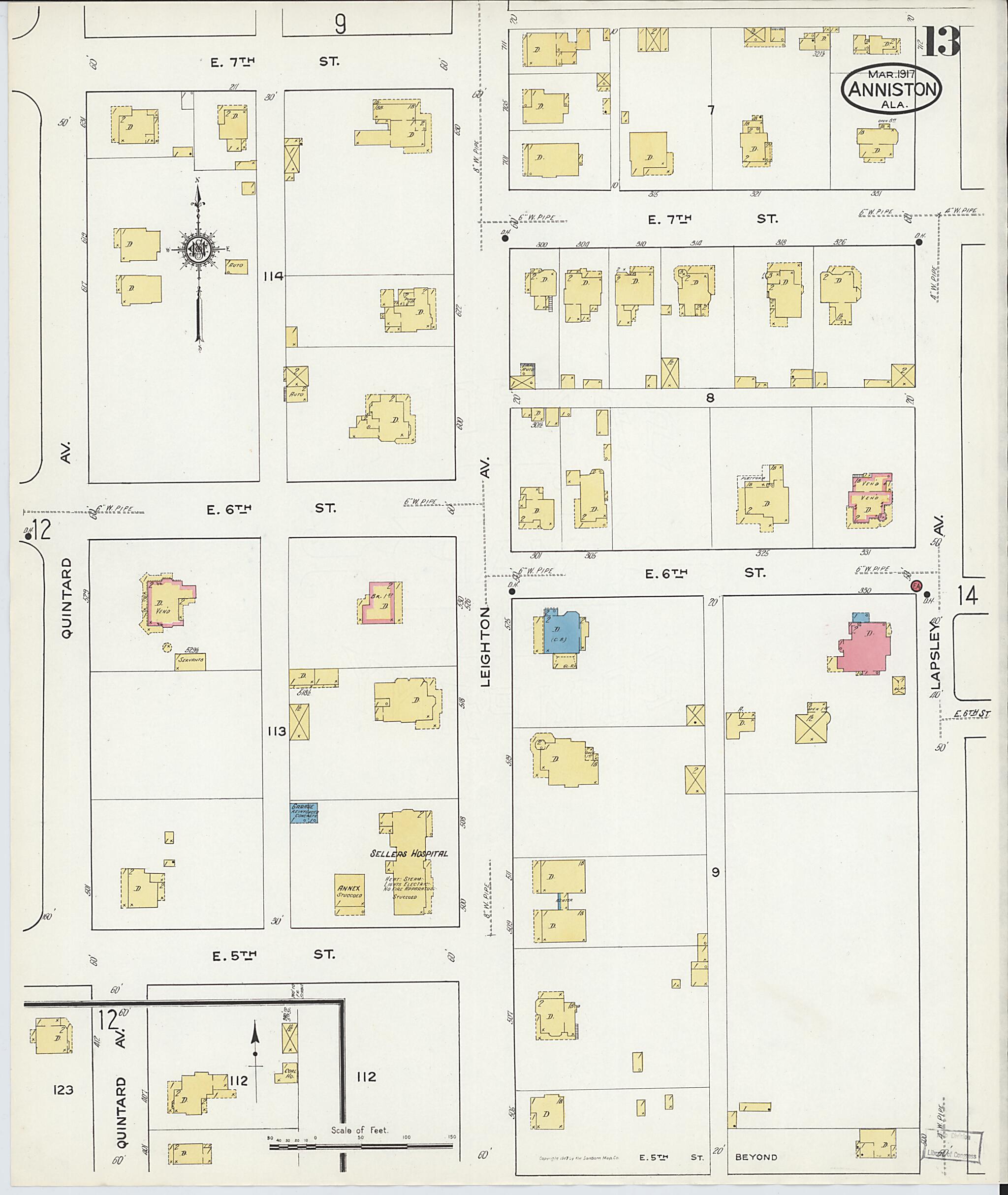 Old Map of Anniston, Calhoun County, Alabama [1917] Anniston, Calhoun ...