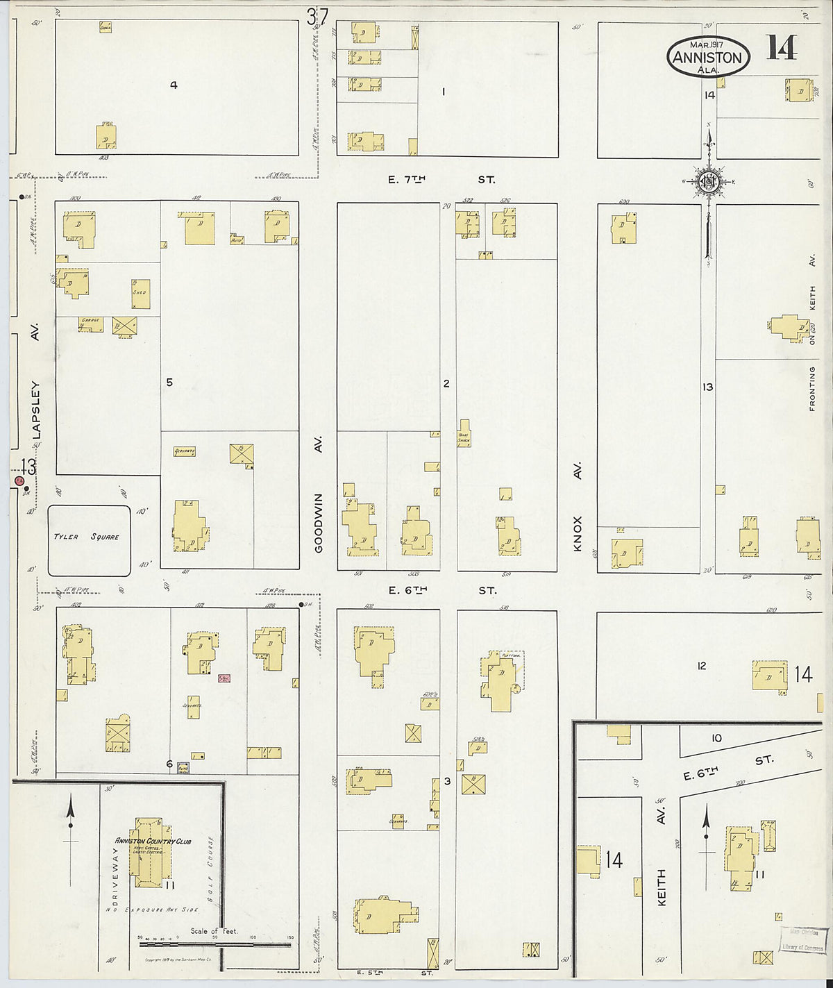 Anniston, Calhoun County, Alabama 1917 (Sheet 13 of 39) by Relic Map Company