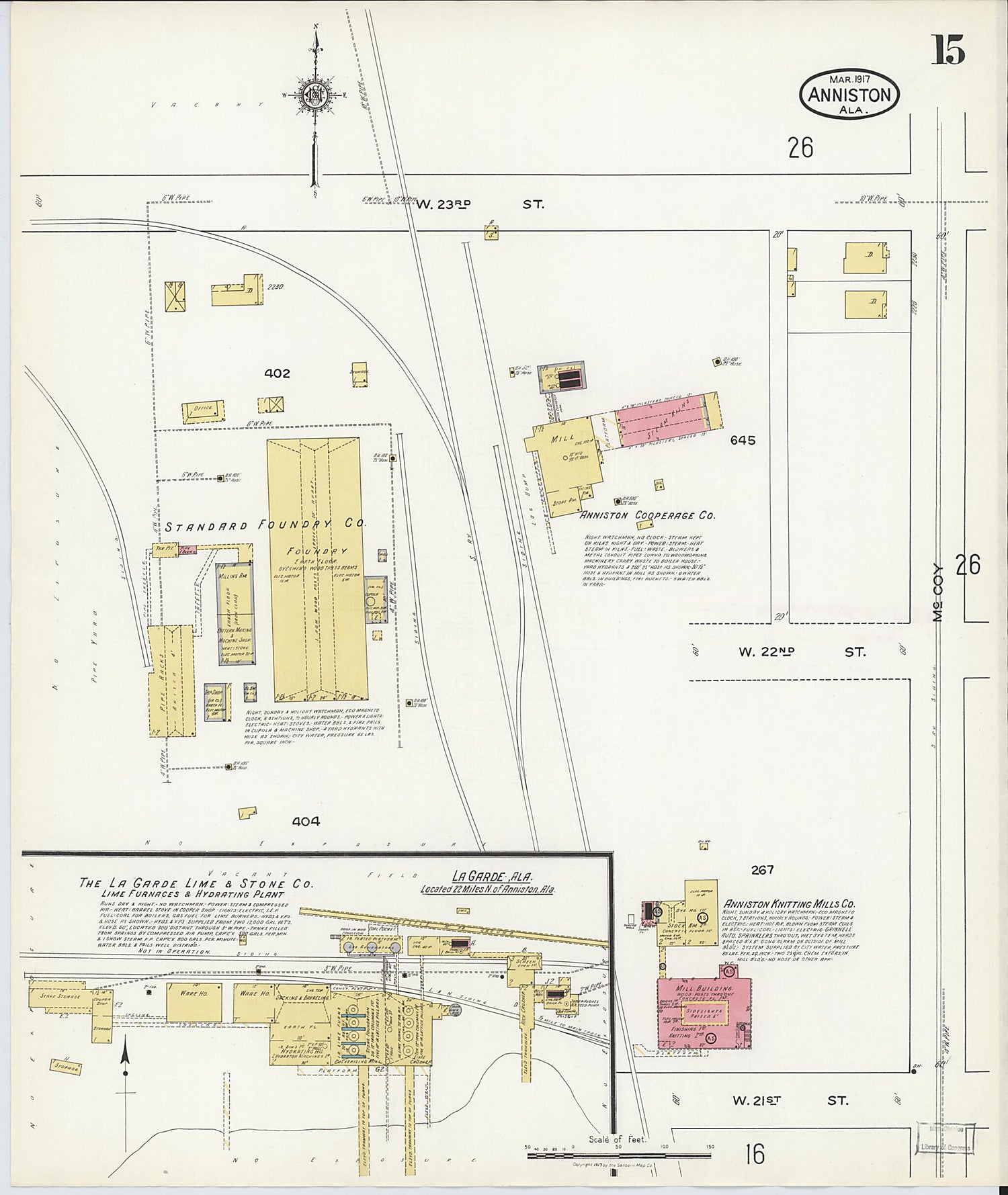 This old map of Anniston, Calhoun County, Alabama was created by Sanborn Map Company in 1917