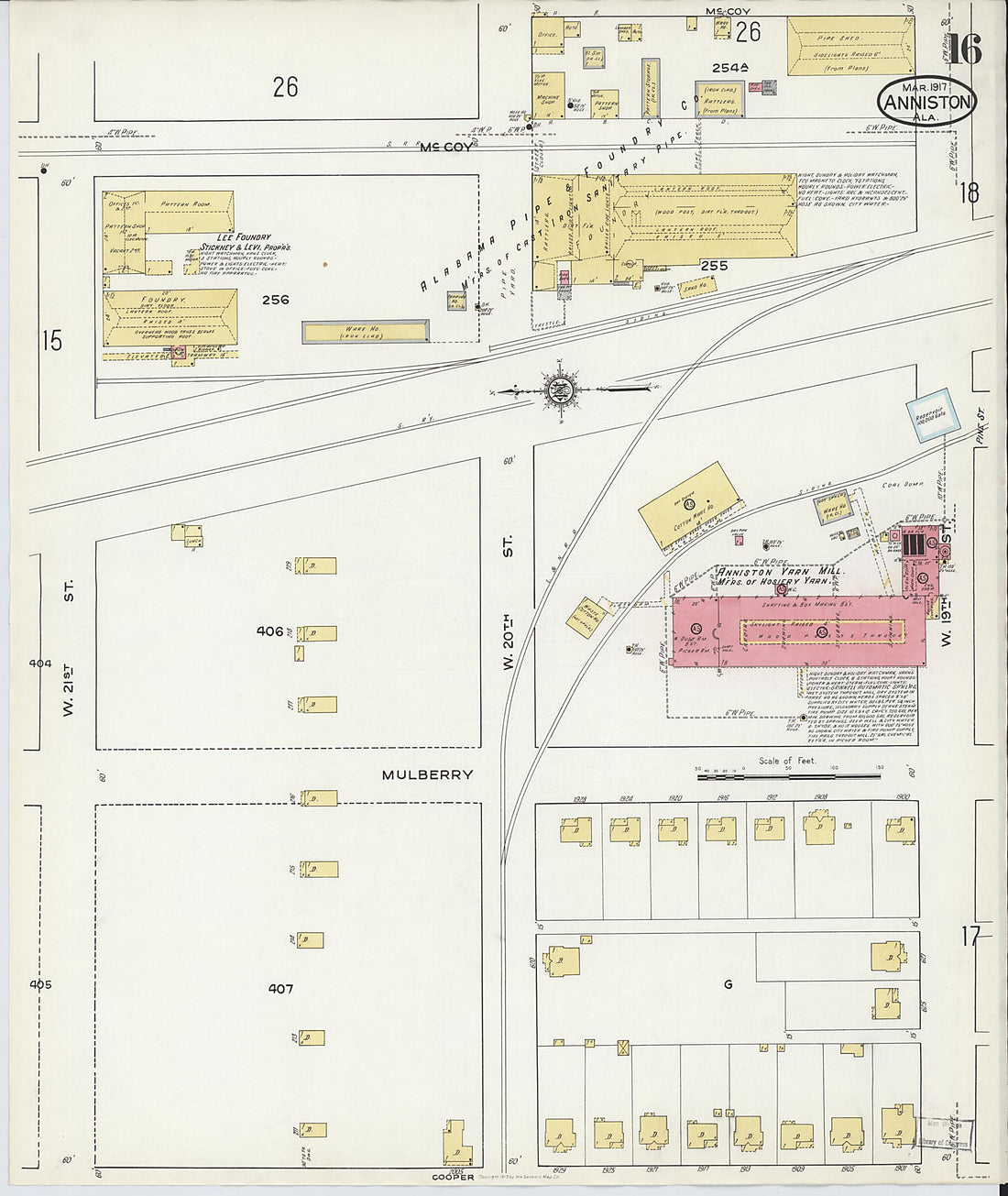 This old map of Anniston, Calhoun County, Alabama was created by Sanborn Map Company in 1917