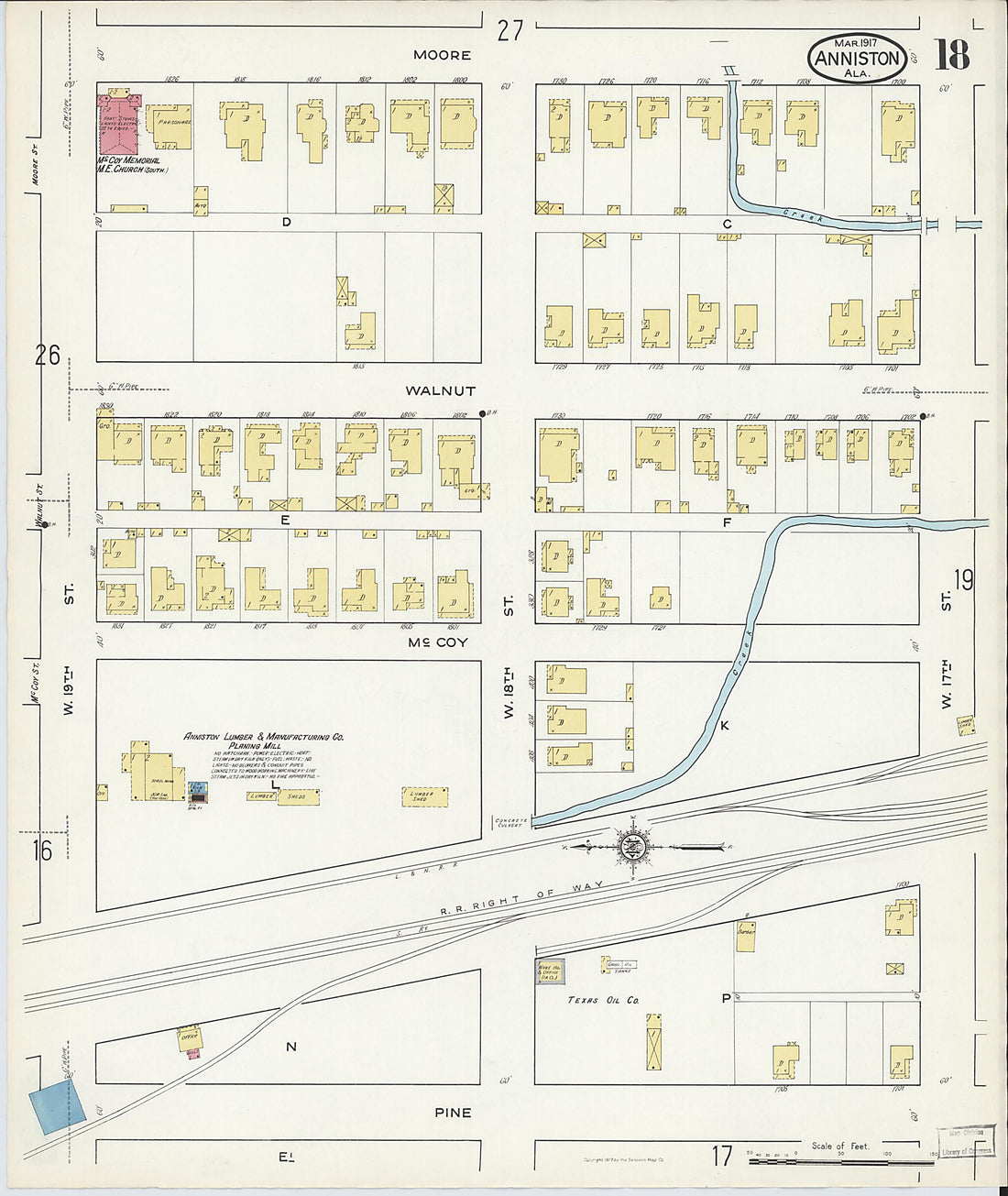 This old map of Anniston, Calhoun County, Alabama was created by Sanborn Map Company in 1917