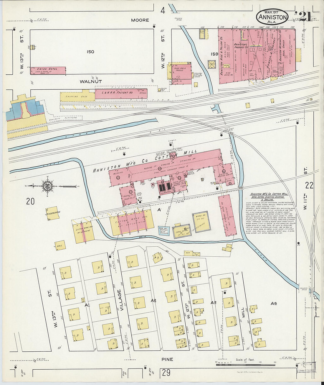 This old map of Anniston, Calhoun County, Alabama was created by Sanborn Map Company in 1917