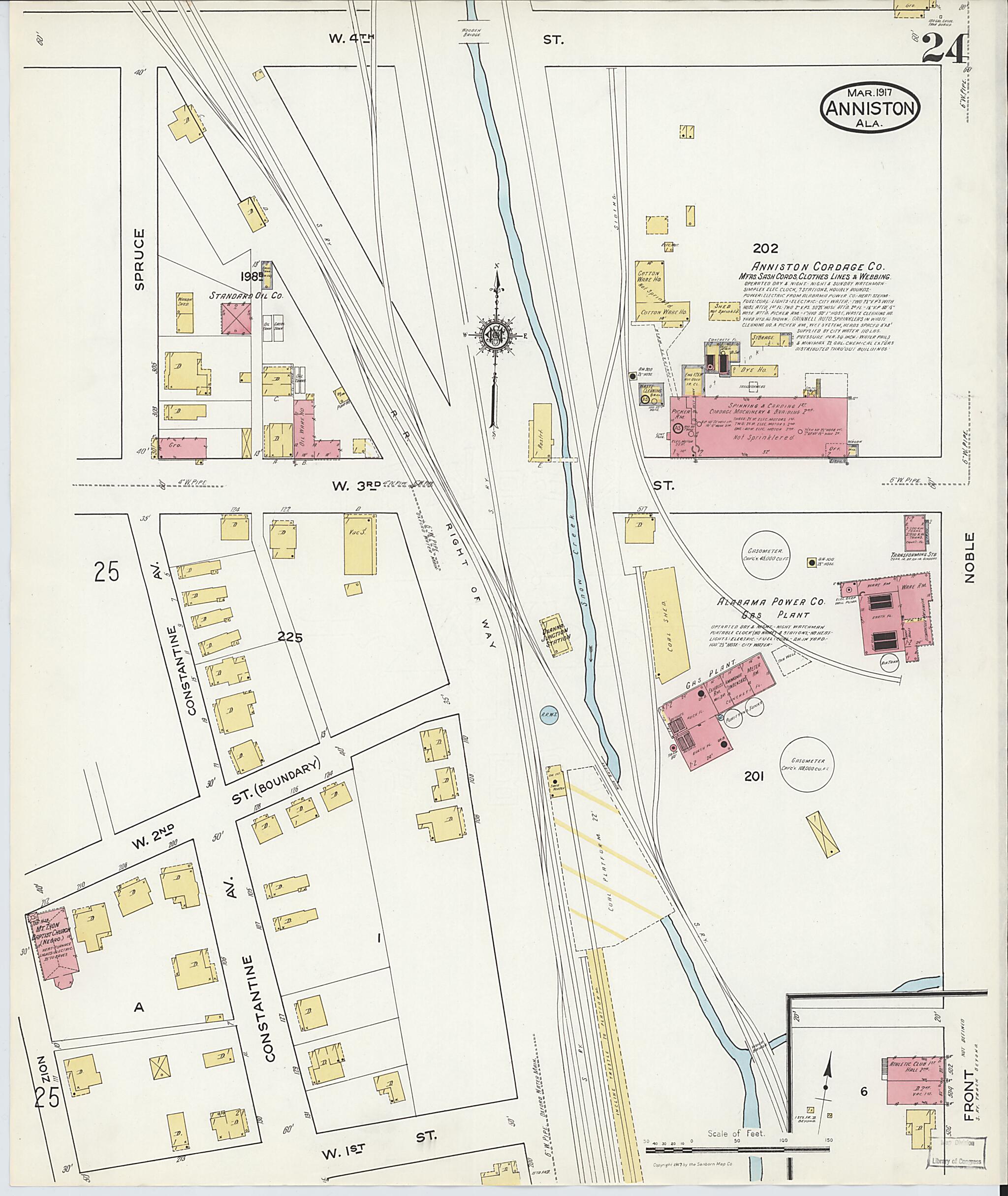 This old map of Anniston, Calhoun County, Alabama was created by Sanborn Map Company in 1917