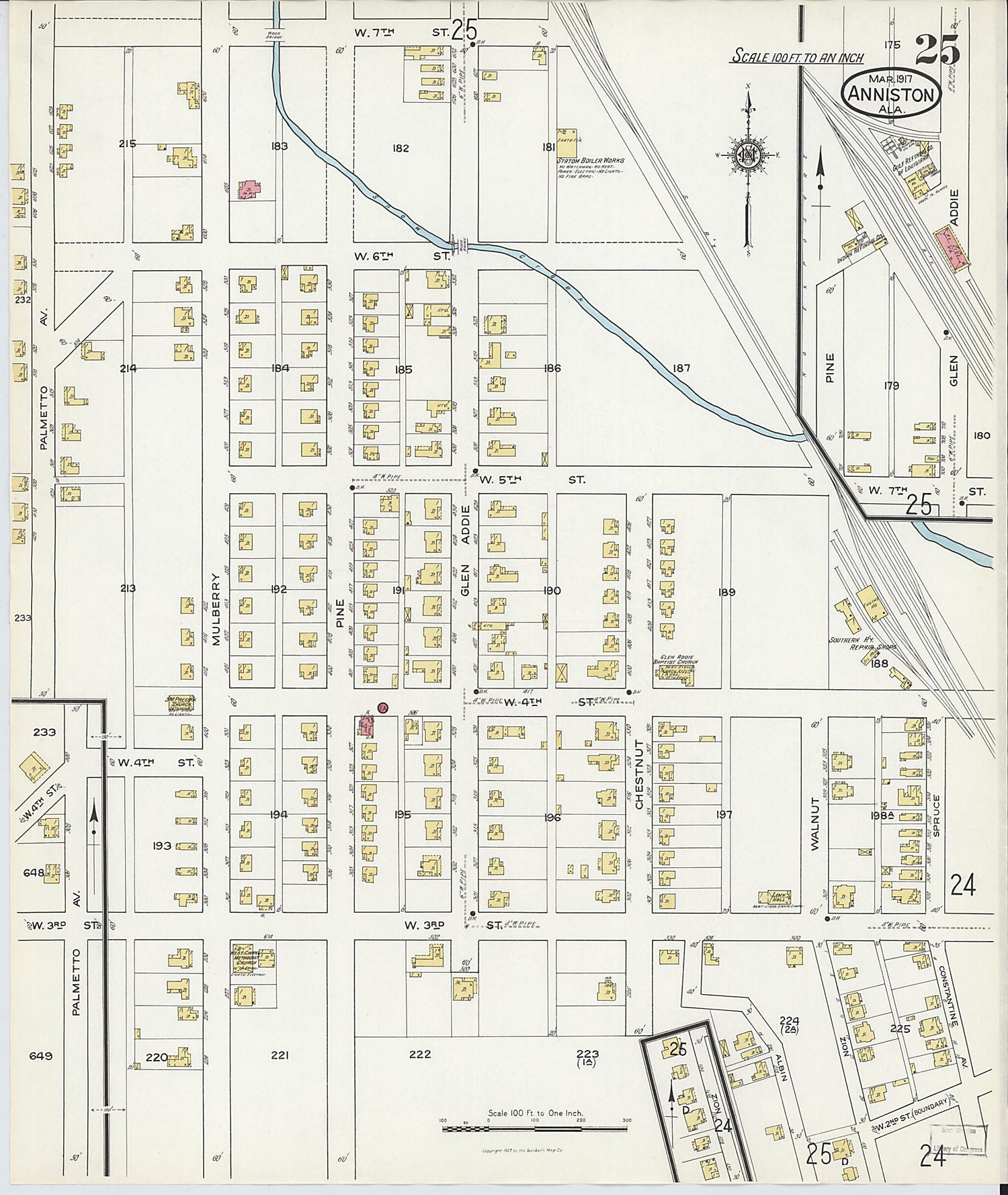 This old map of Anniston, Calhoun County, Alabama was created by Sanborn Map Company in 1917