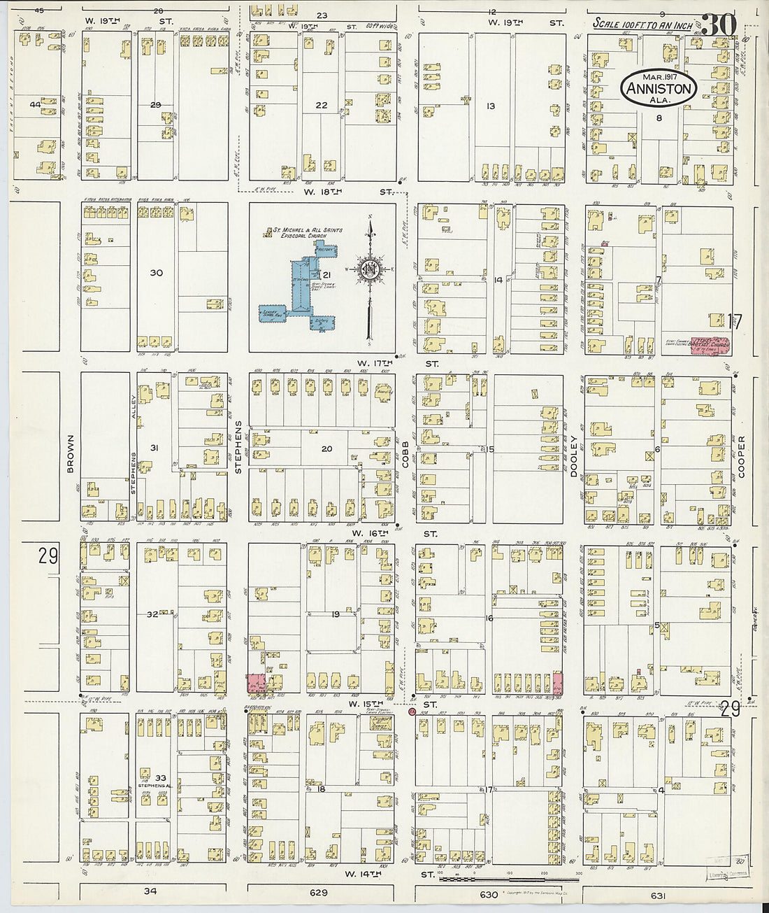 This old map of Anniston, Calhoun County, Alabama was created by Sanborn Map Company in 1917