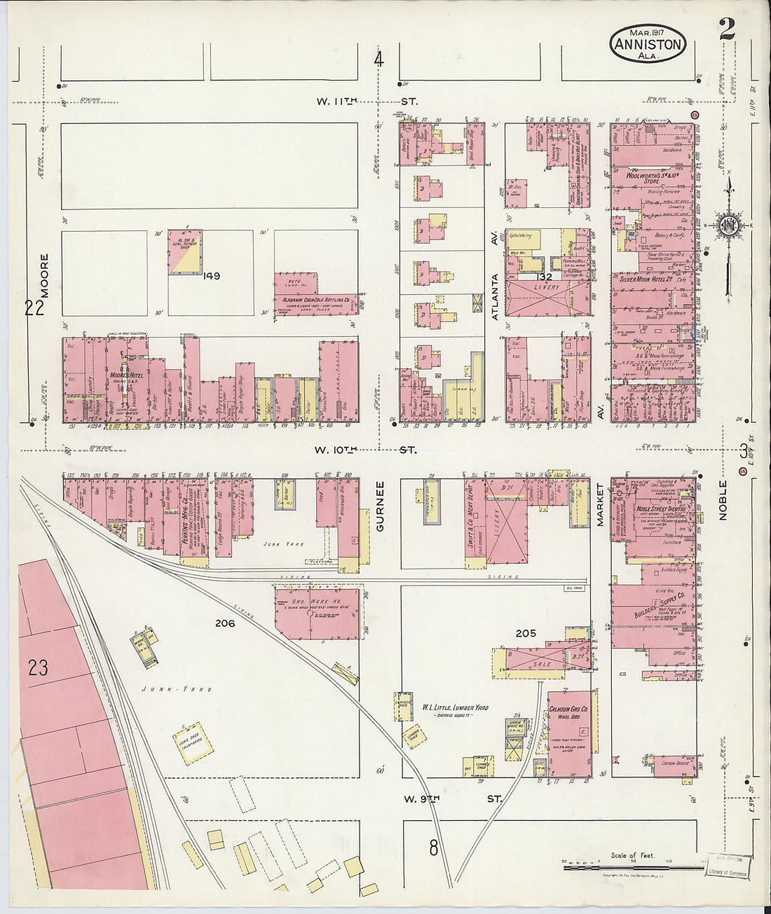 This old map of Anniston, Calhoun County, Alabama was created by Sanborn Map Company in 1917