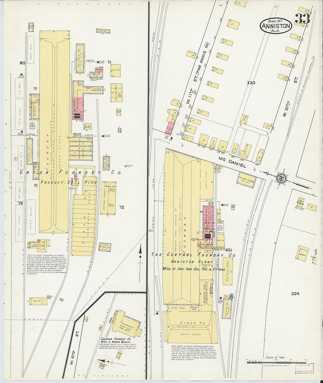 This old map of Anniston, Calhoun County, Alabama was created by Sanborn Map Company in 1917