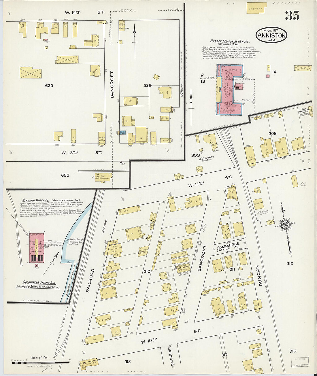 This old map of Anniston, Calhoun County, Alabama was created by Sanborn Map Company in 1917