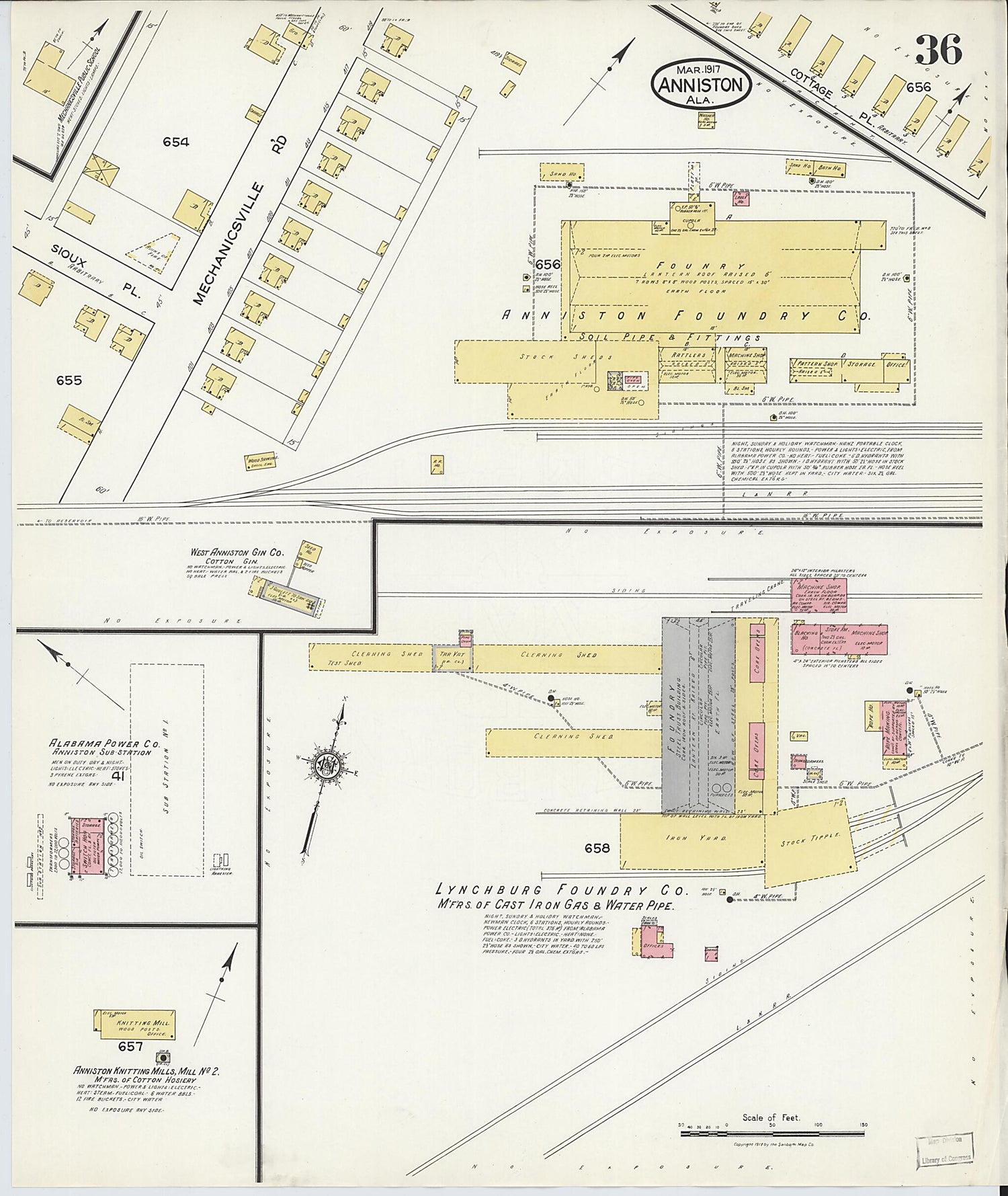 This old map of Anniston, Calhoun County, Alabama was created by Sanborn Map Company in 1917