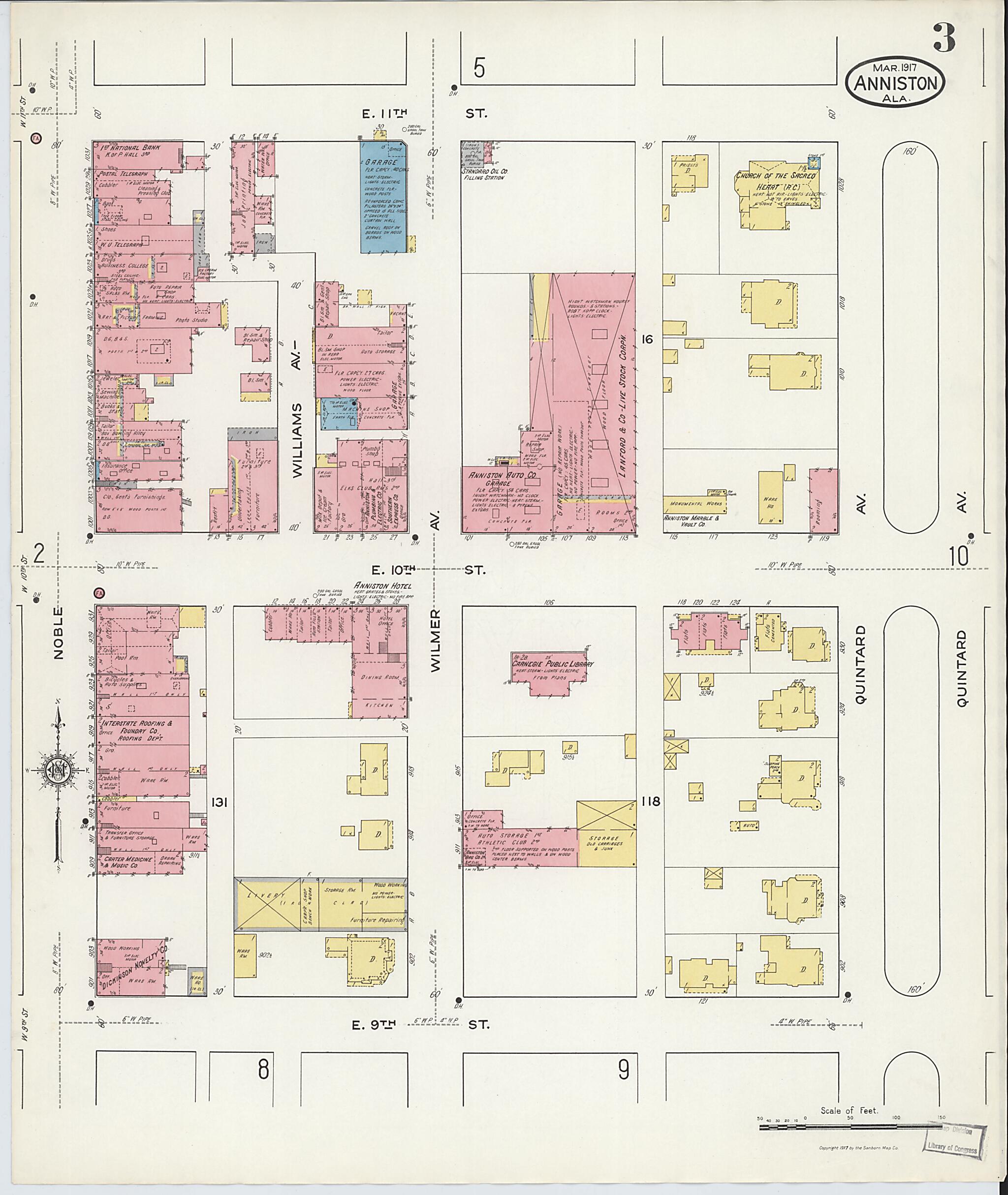 This old map of Anniston, Calhoun County, Alabama was created by Sanborn Map Company in 1917