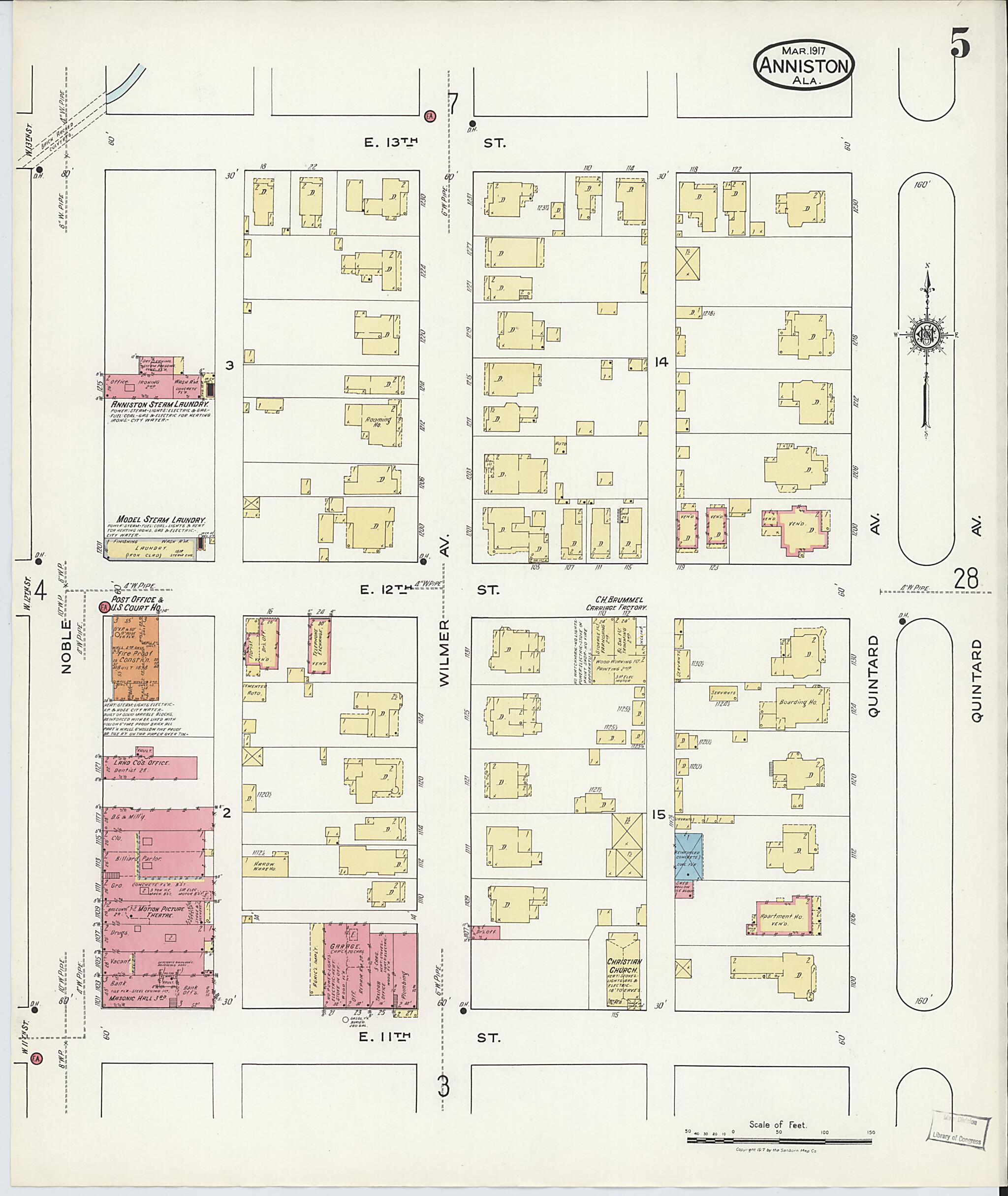 This old map of Anniston, Calhoun County, Alabama was created by Sanborn Map Company in 1917