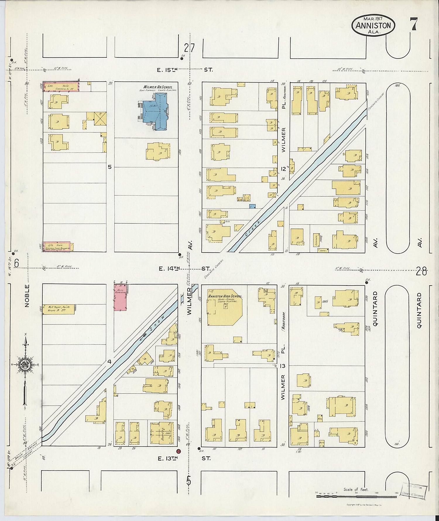 This old map of Anniston, Calhoun County, Alabama was created by Sanborn Map Company in 1917