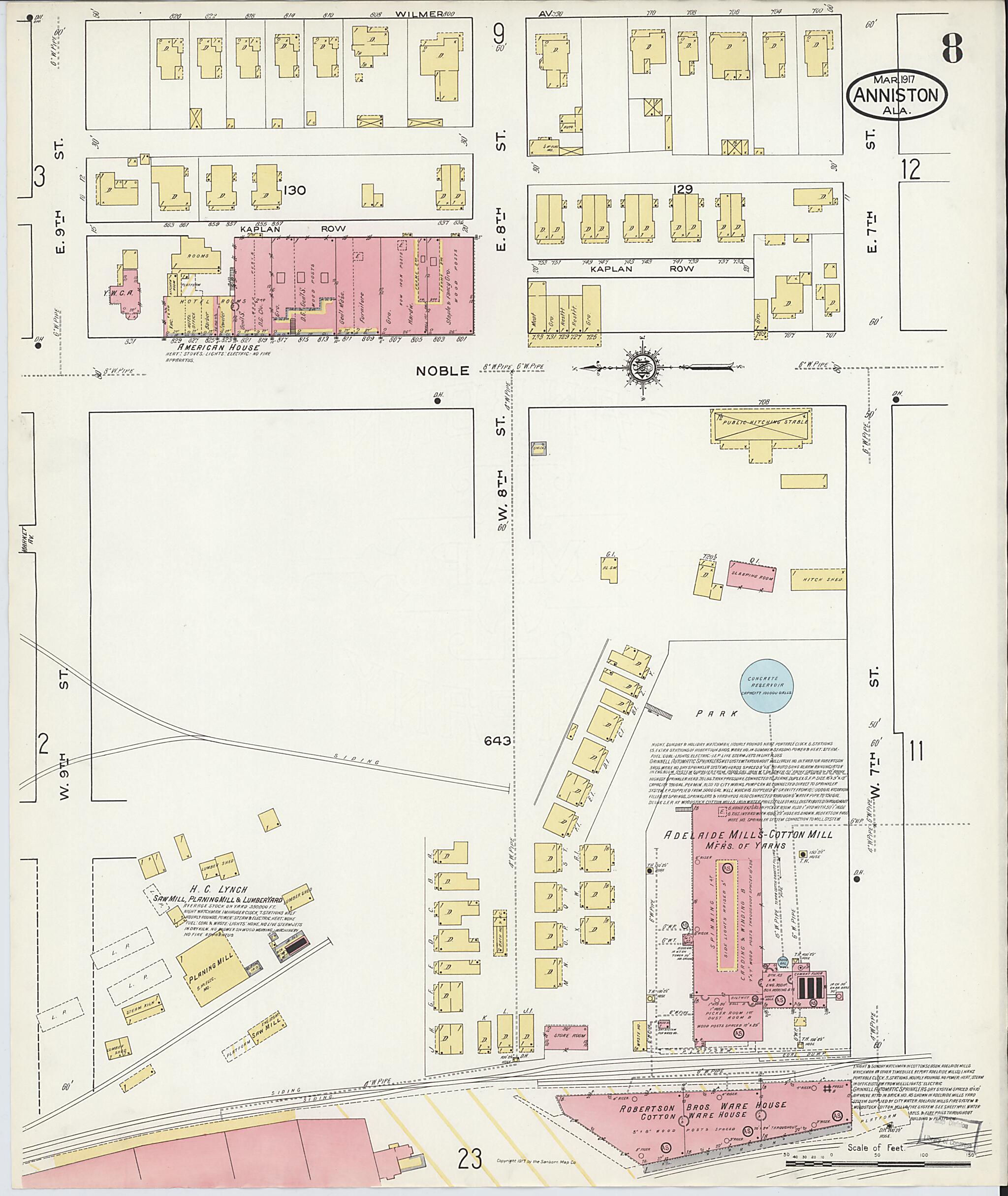 This old map of Anniston, Calhoun County, Alabama was created by Sanborn Map Company in 1917