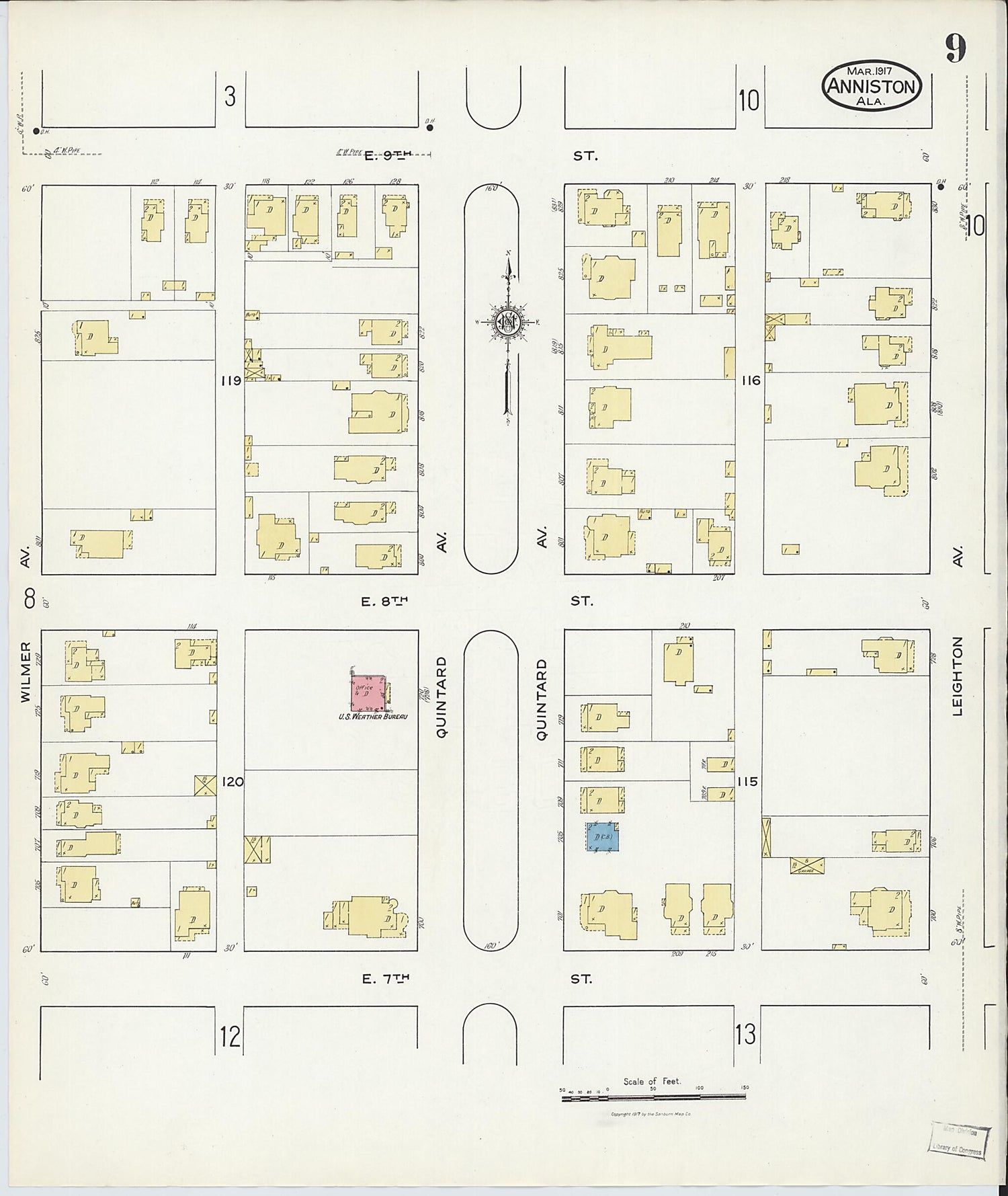 This old map of Anniston, Calhoun County, Alabama was created by Sanborn Map Company in 1917