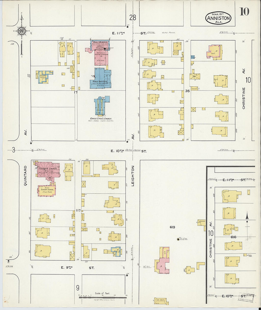 This old map of Anniston, Calhoun County, Alabama was created by Sanborn Map Company in 1917