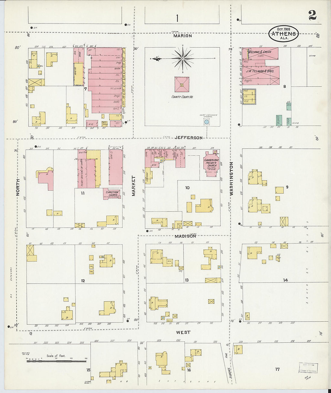 This old map of Athens, Limestone County, Alabama was created by Sanborn Map Company in 1905