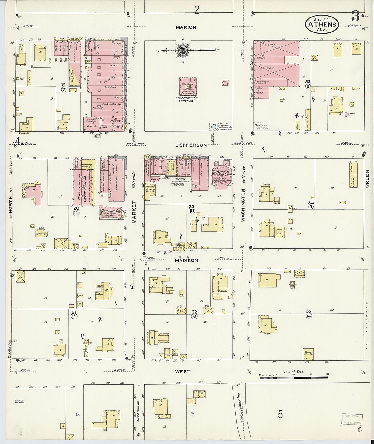 Athens, Limestone County, Alabama 1910 (Sheet 3 of 5) by Relic Map Company