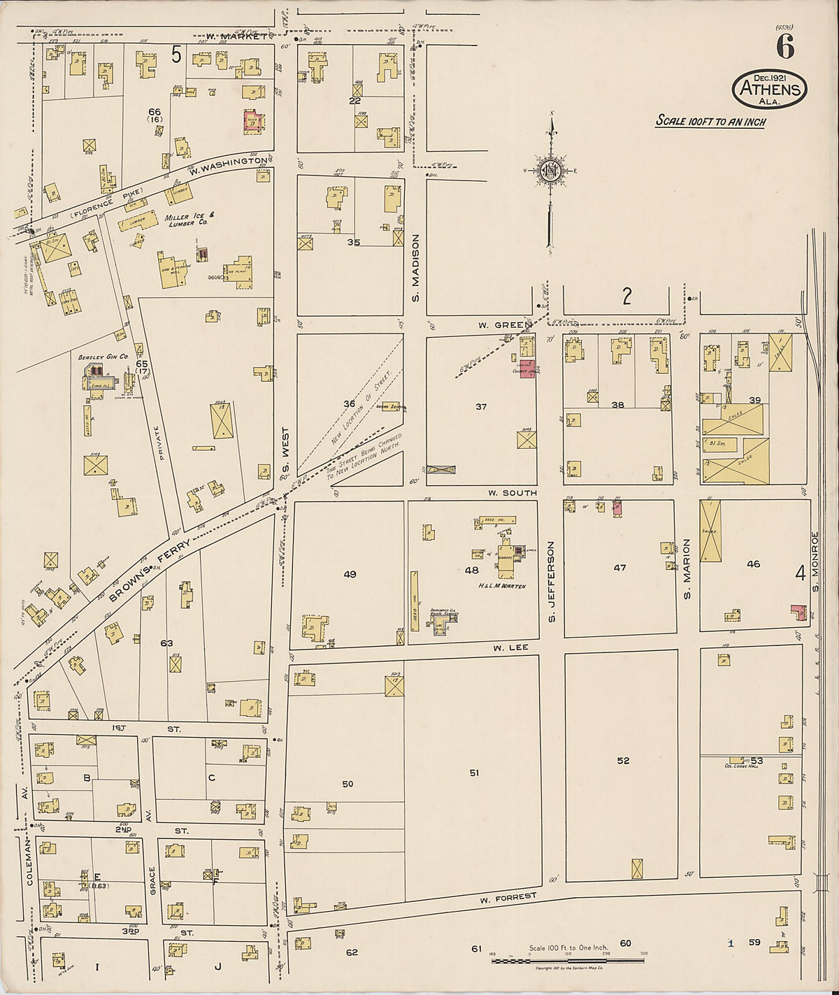 Athens, Limestone County, Alabama 1921 (Sheet 6 of 7) by Relic Map Company