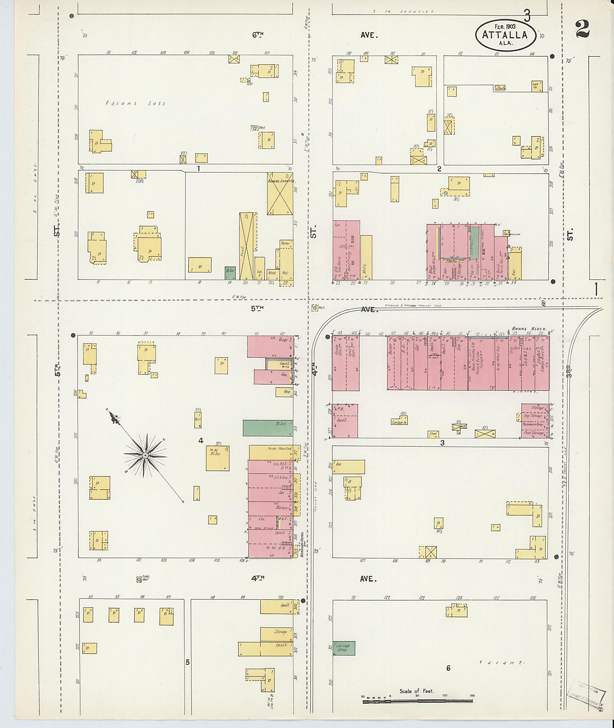 This old map of Attalla, Etowah County, Alabama was created by Sanborn Map Company in 1903