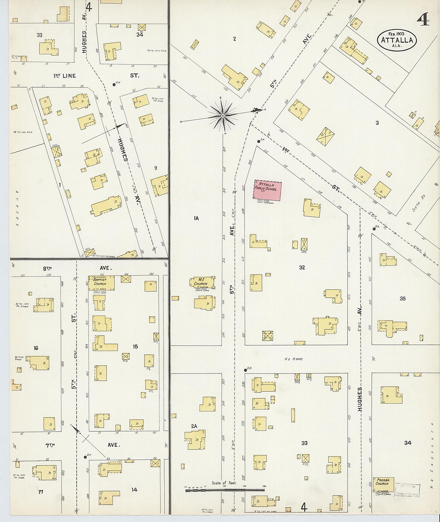 This old map of Attalla, Etowah County, Alabama was created by Sanborn Map Company in 1903