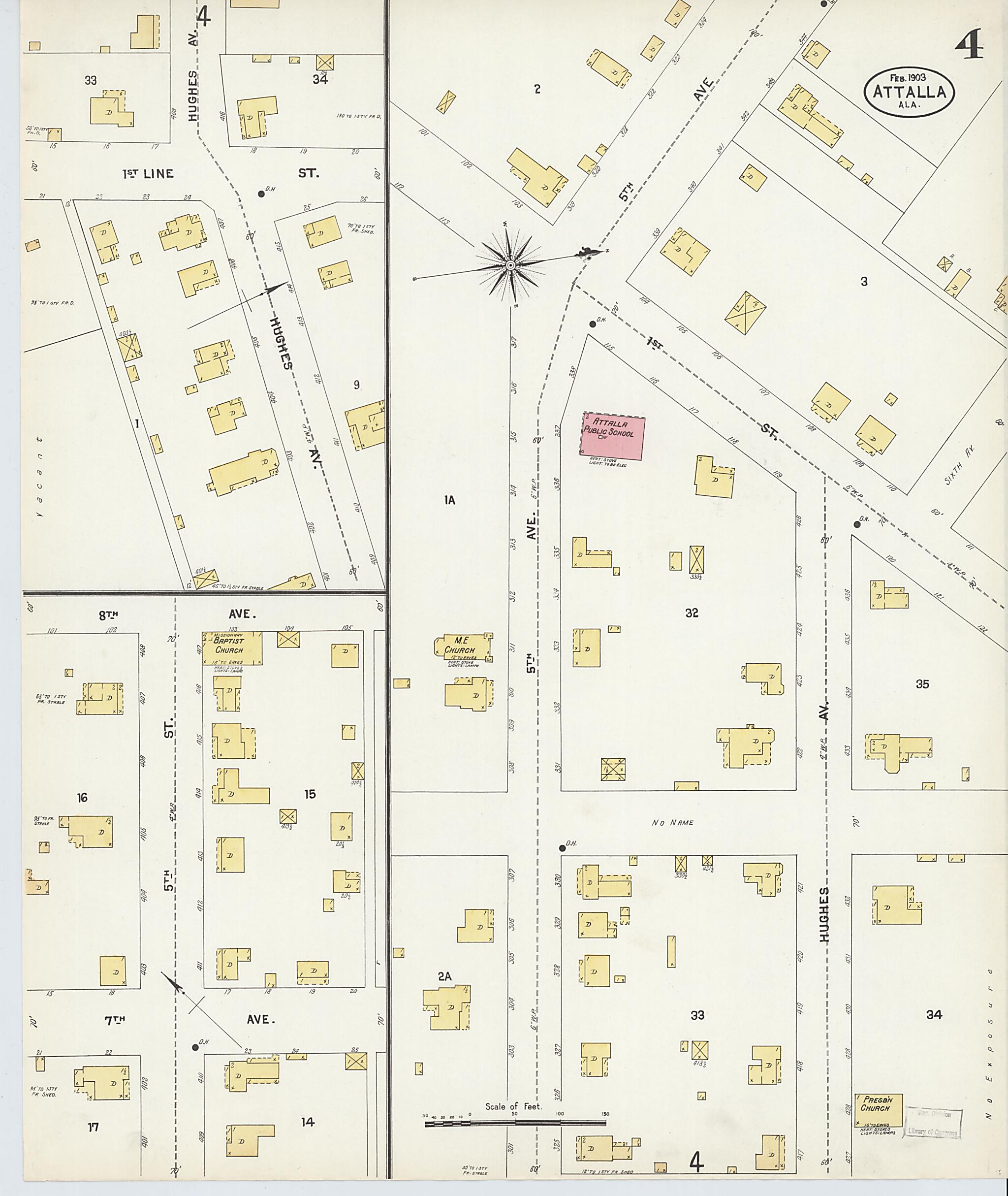 This old map of Attalla, Etowah County, Alabama was created by Sanborn Map Company in 1903