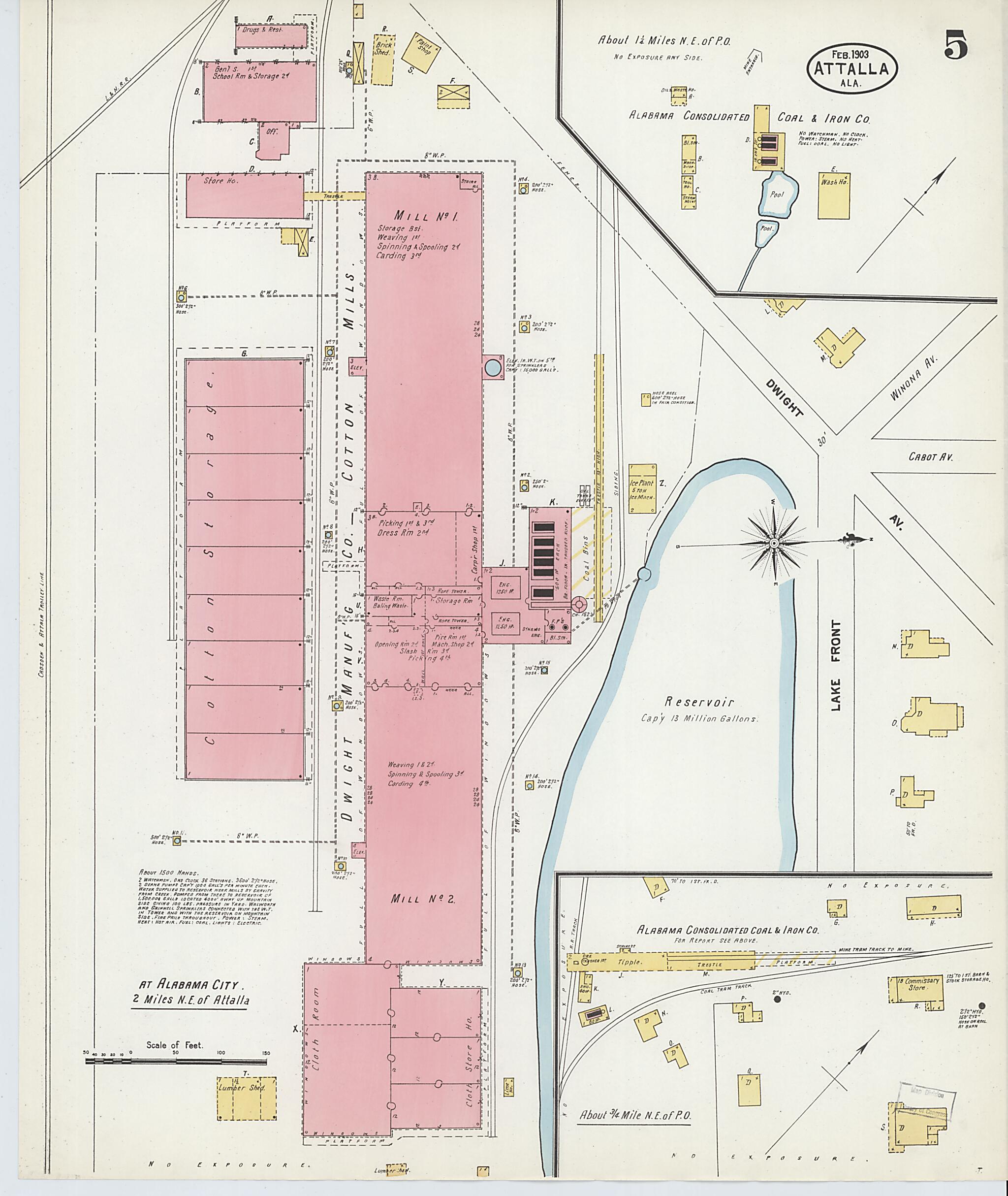 This old map of Attalla, Etowah County, Alabama was created by Sanborn Map Company in 1903