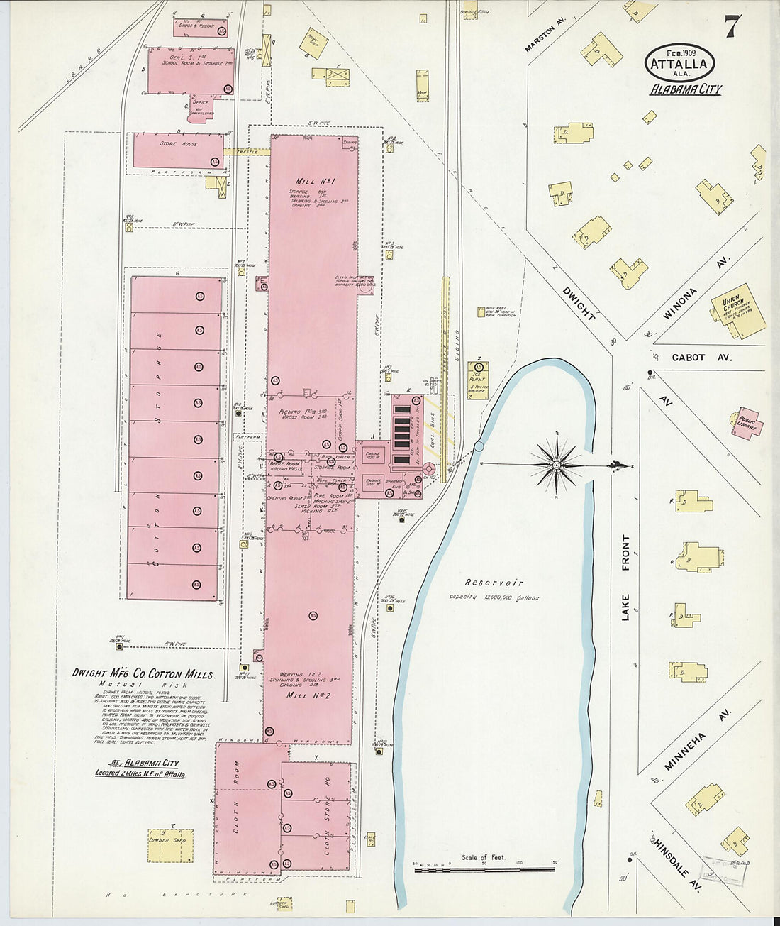 This old map of Attalla, Etowah County, Alabama was created by Sanborn Map Company in 1909