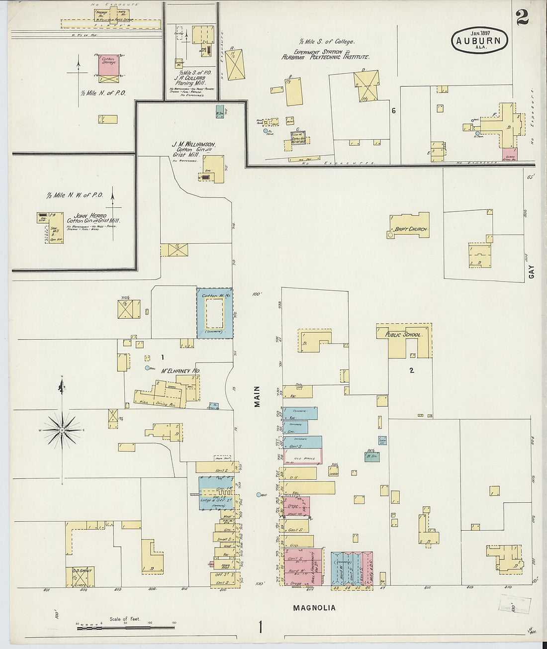 This old map of Auburn, Lee County, Alabama was created by Sanborn Map Company in 1897