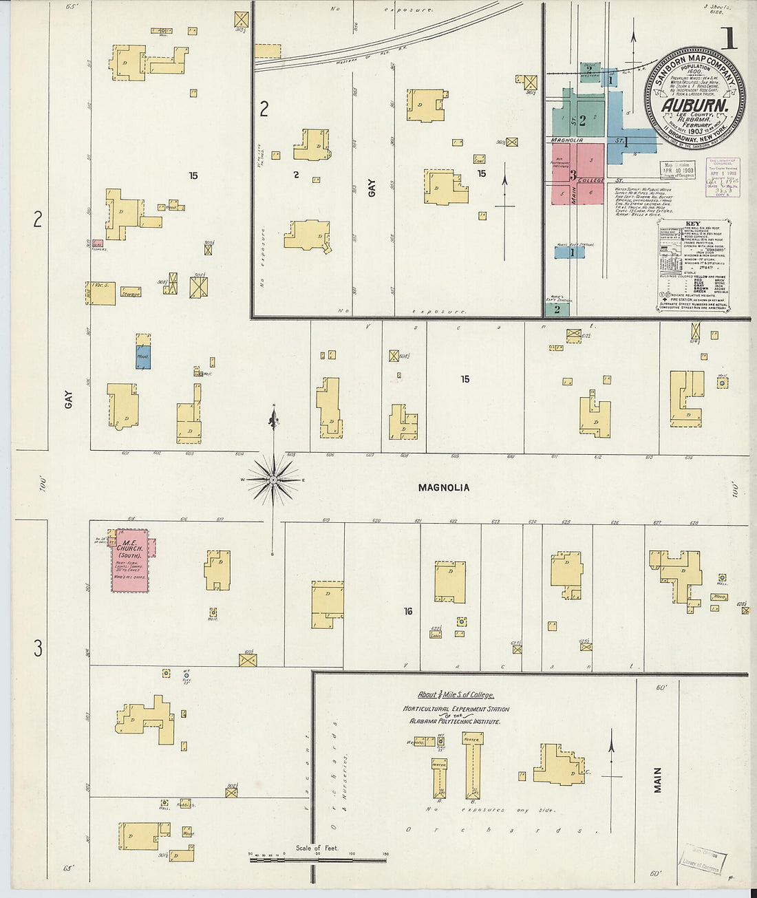 This old map of Auburn, Lee County, Alabama was created by Sanborn Map Company in 1903