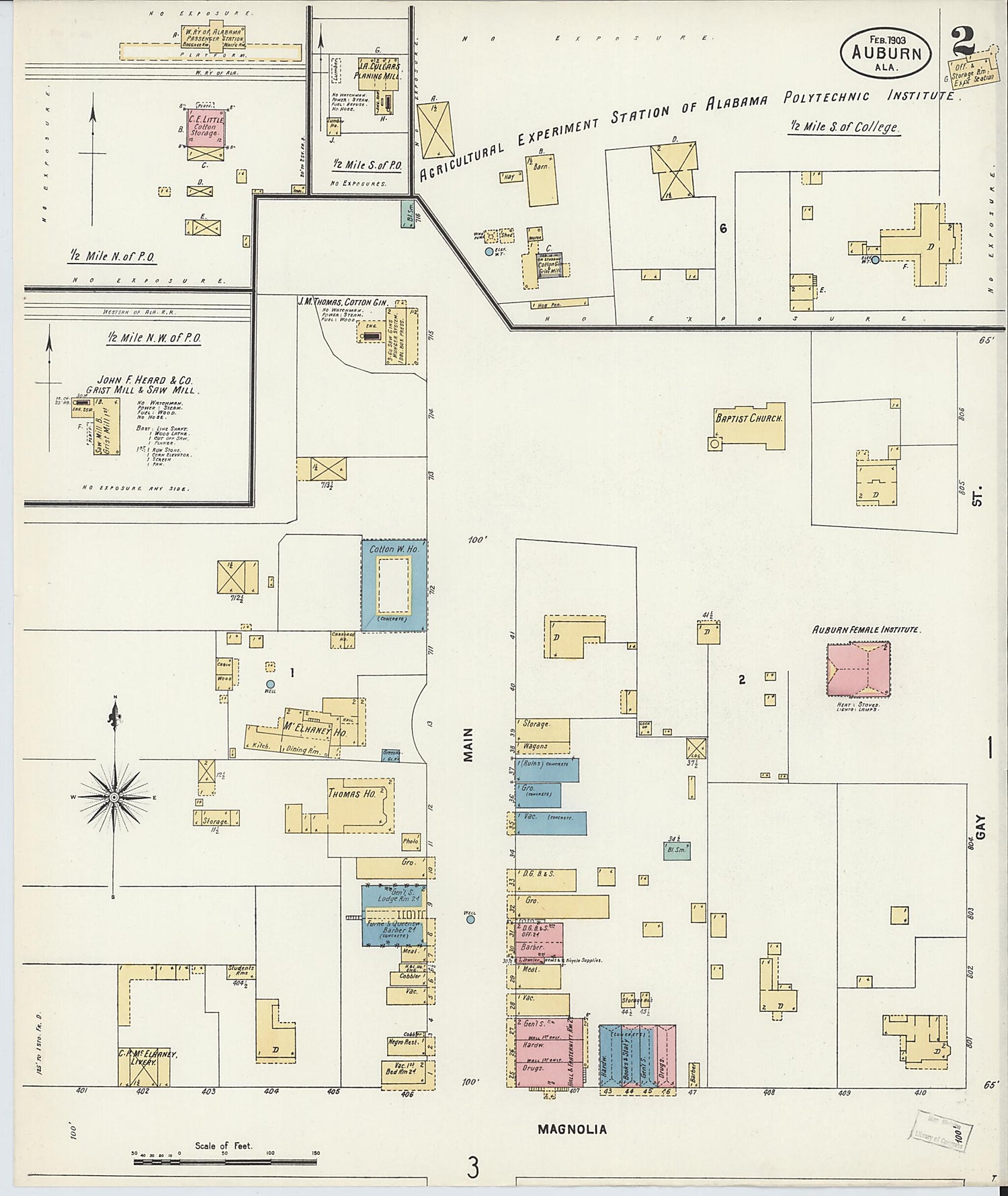 This old map of Auburn, Lee County, Alabama was created by Sanborn Map Company in 1903