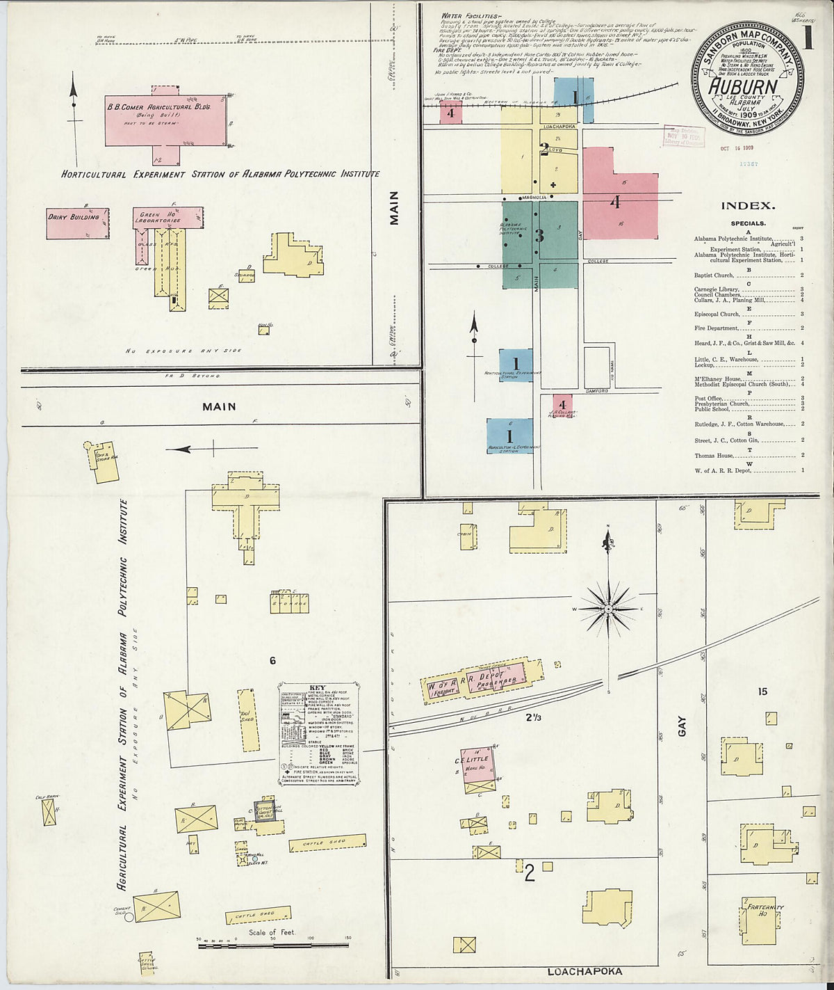 Auburn, Lee County, Alabama 1909 (Sheet 1 of 4) by Relic Map Company