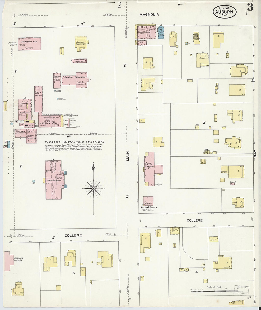 This old map of Auburn, Lee County, Alabama was created by Sanborn Map Company in 1909