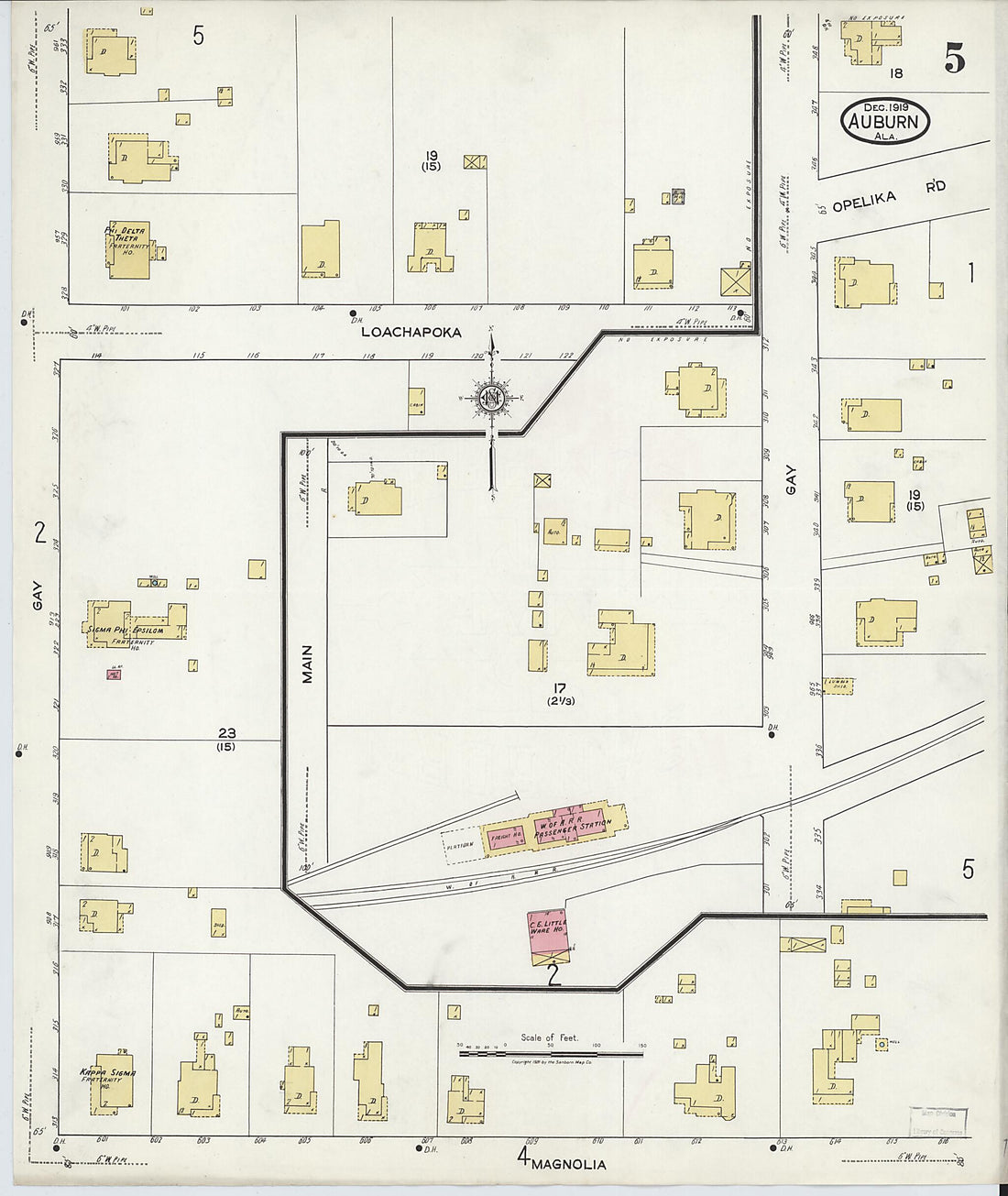 This old map of Auburn, Lee County, Alabama was created by Sanborn Map Company in 1919