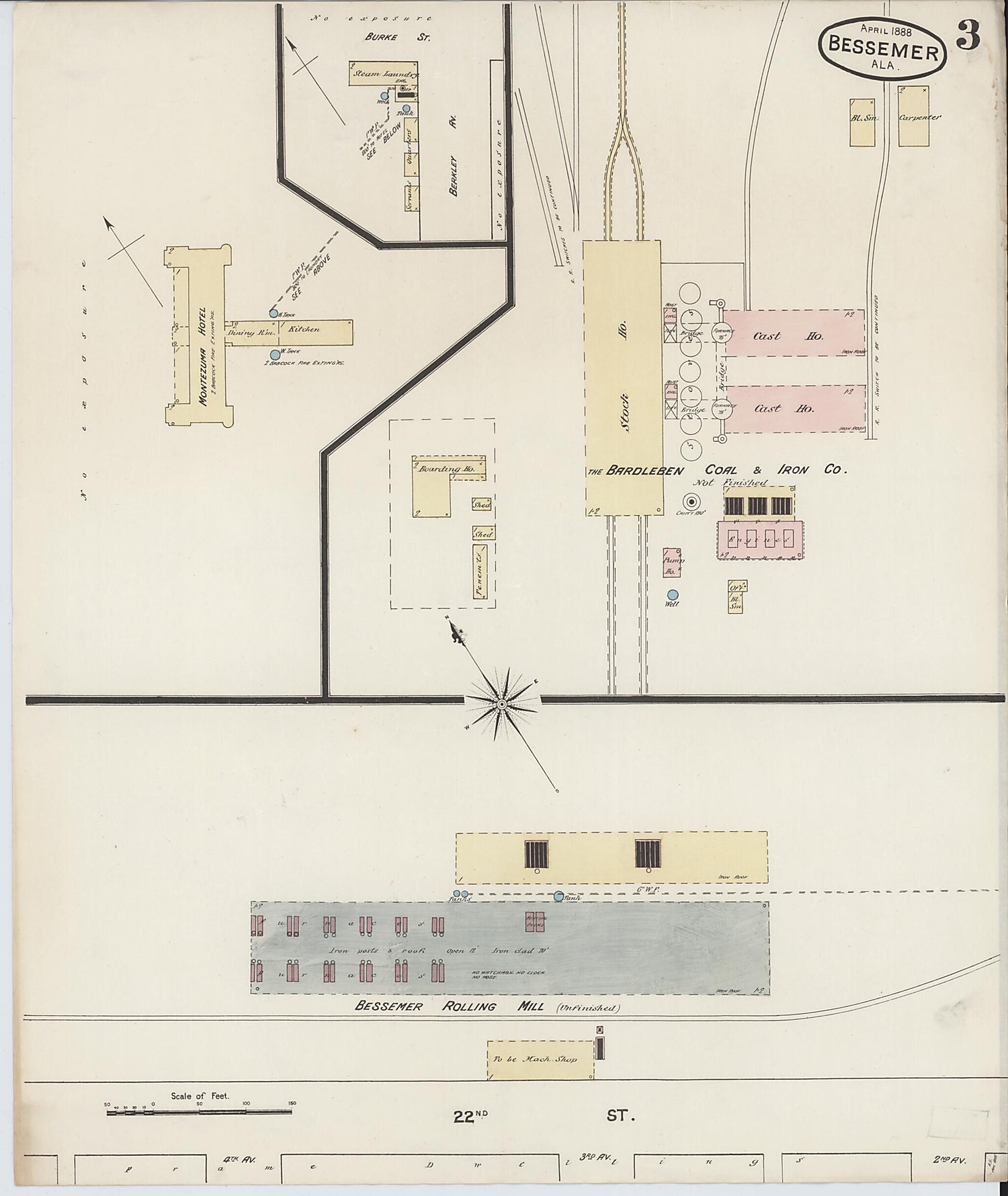 This old map of Bessemer, Jefferson County, Alabama was created by Sanborn Map Company in 1888